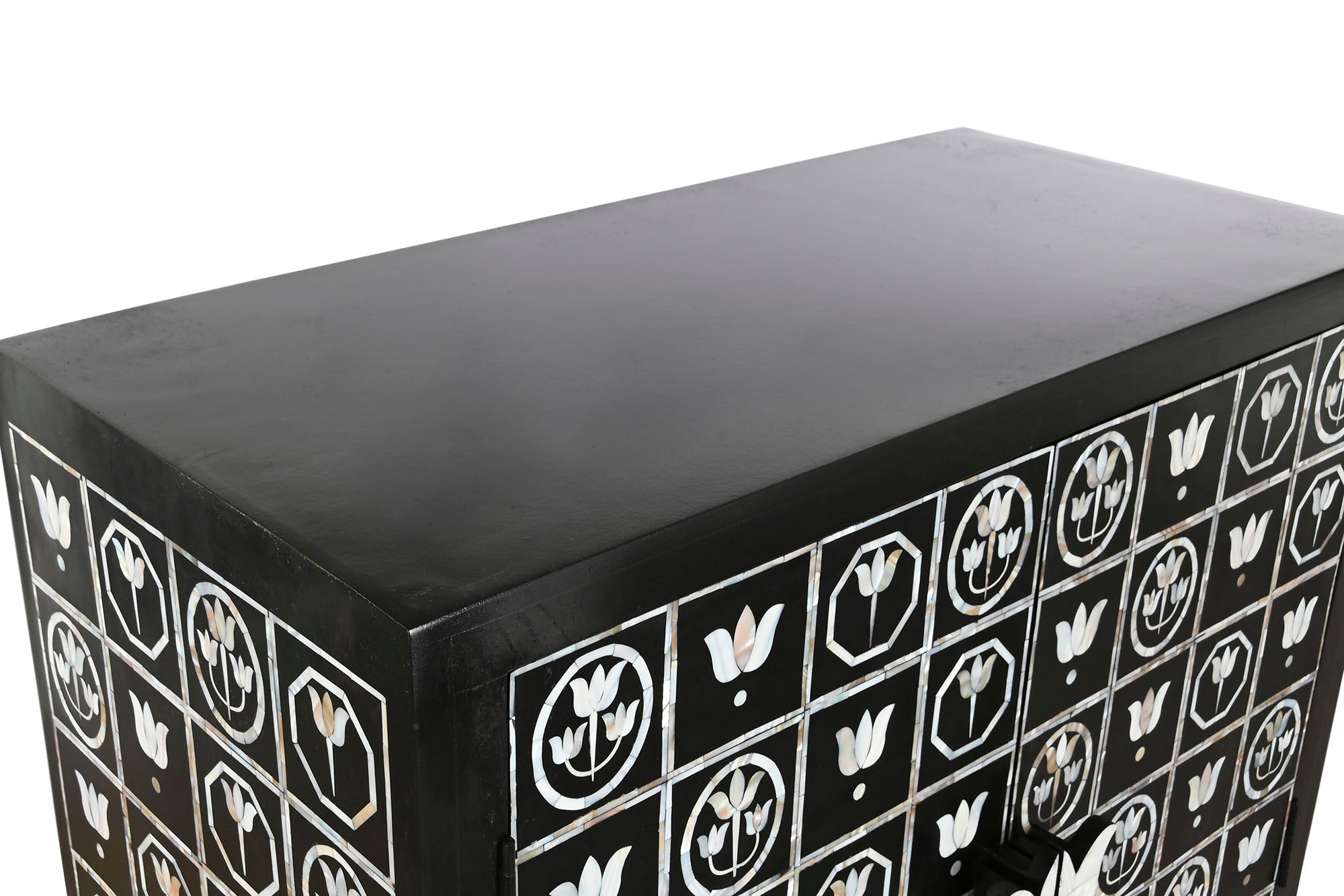 MUEBLE BAR HUESO HIERRO 80X40X153 TARACEA BICOLOR - Imagen 2