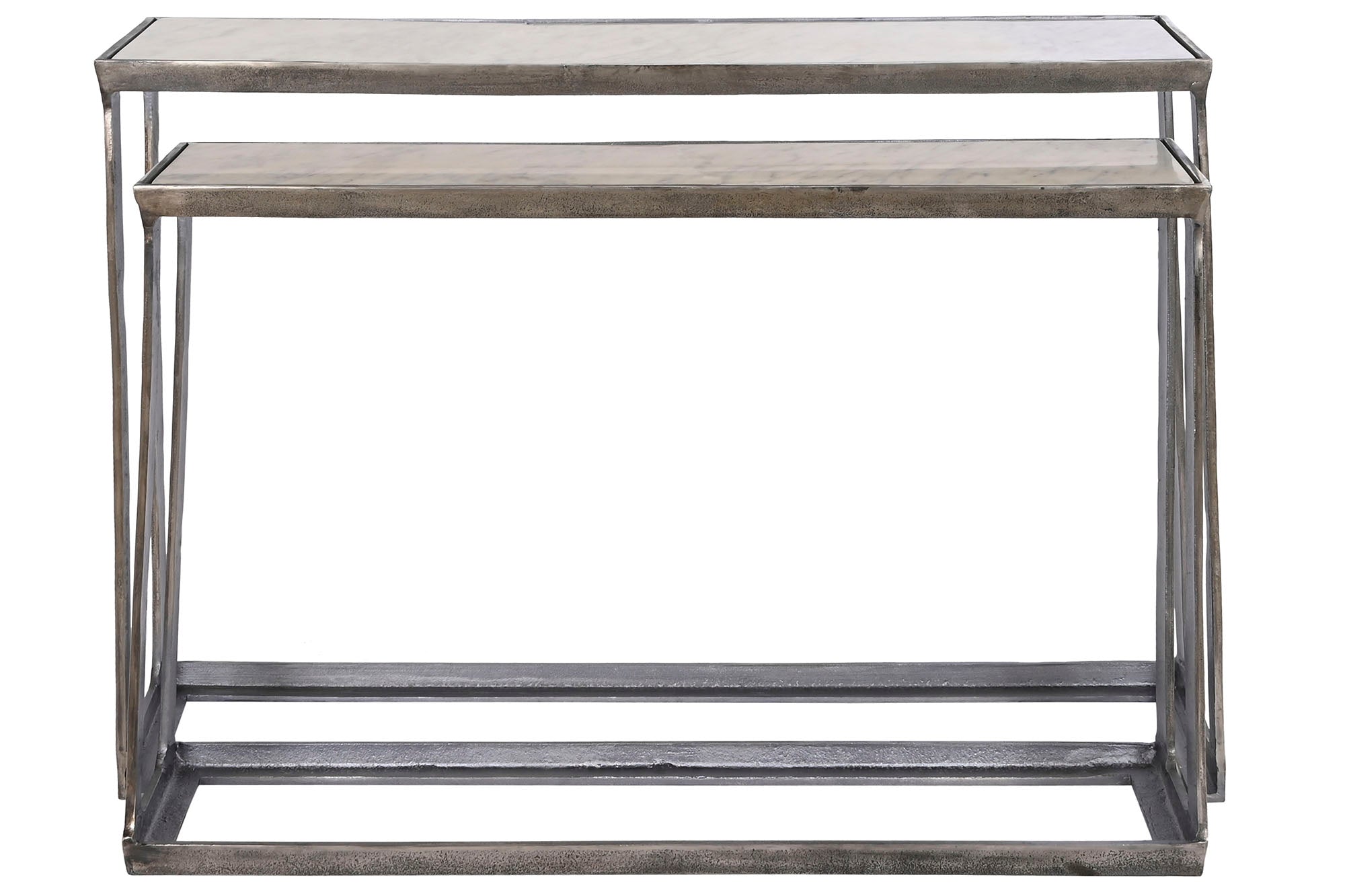 CONSOLA SET 2 MARMOL ALUMINIO 108X30X79 PATINADO - Imagen 6