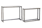 CONSOLA SET 2 MARMOL ALUMINIO 108X30X79 PATINADO - Imagen 1