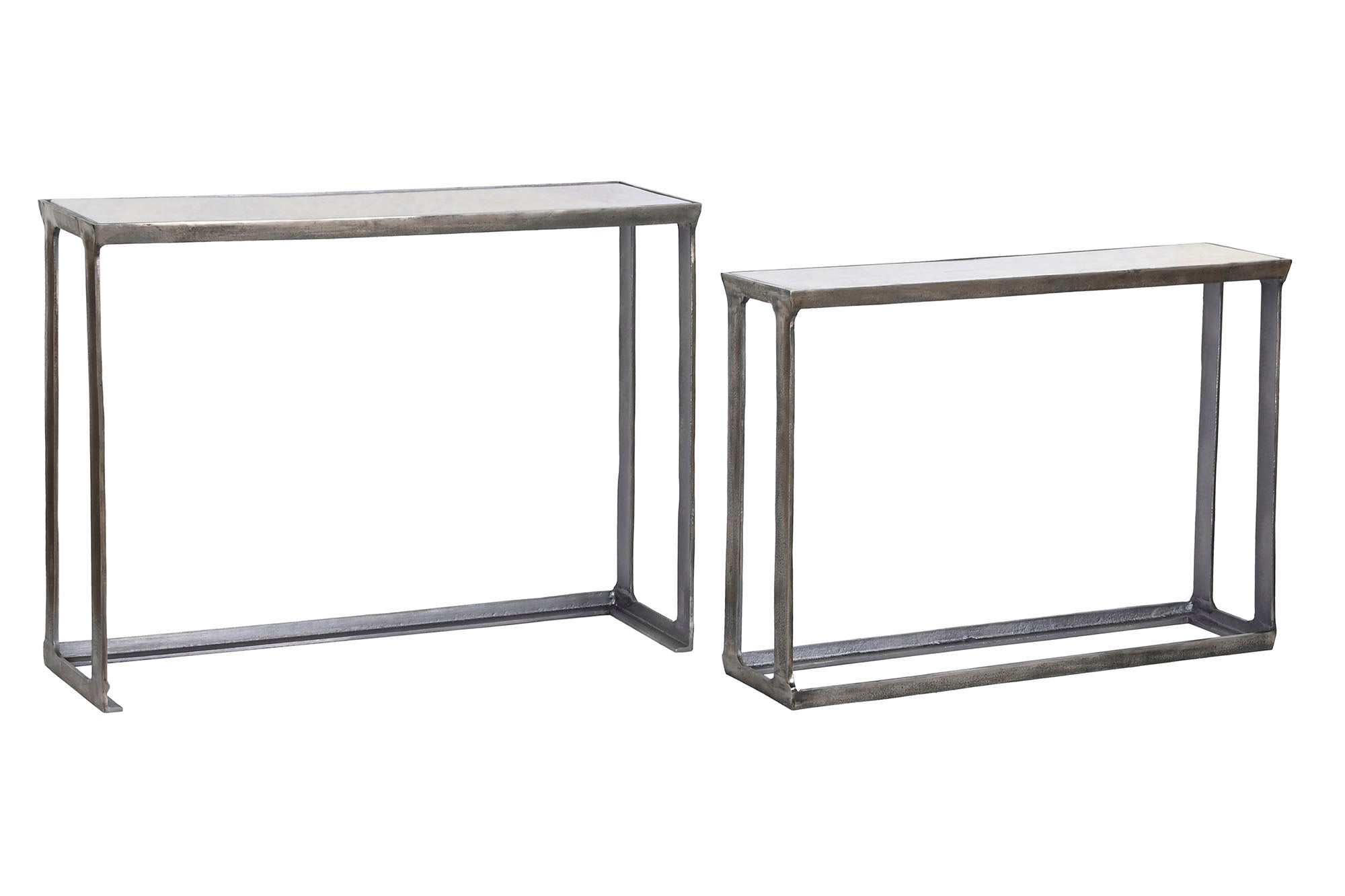 CONSOLA SET 2 MARMOL ALUMINIO 108X30X79 PATINADO - Imagen 1