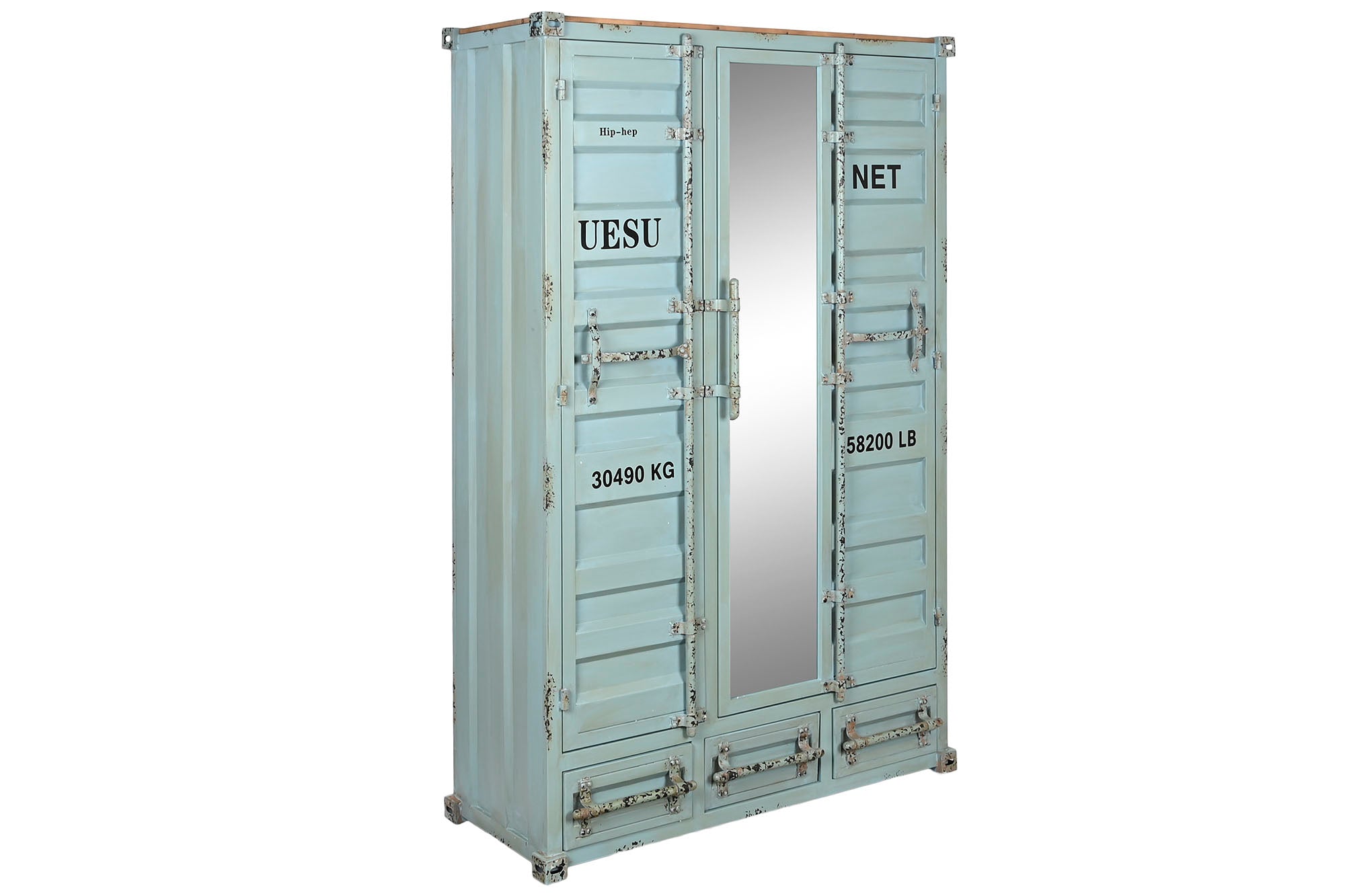 ARMARIO METAL 112X46X174 CONTAINER AZUL CELESTE - Imagen 2