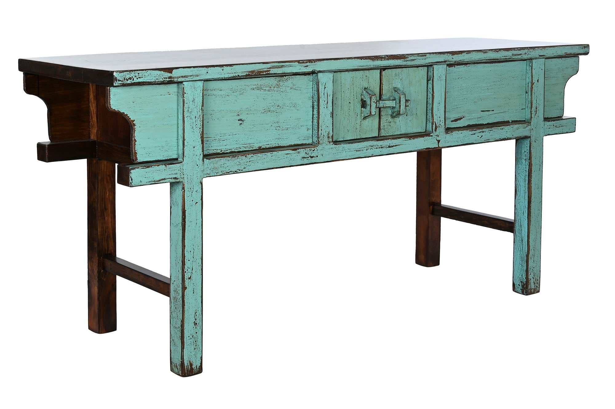 CONSOLA OLMO MACIZO 170X49X88 DECAPE TURQUESA - Imagen 1