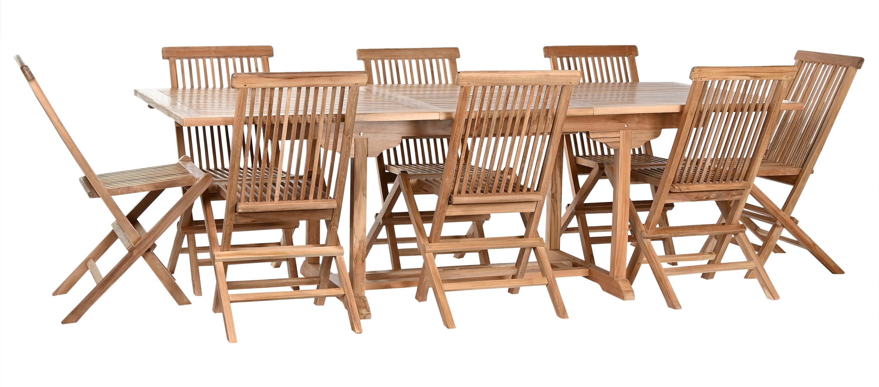 MESA COMEDOR SET 9 TECA 180X100X75 108,00 EXTENSIB - Imagen 4