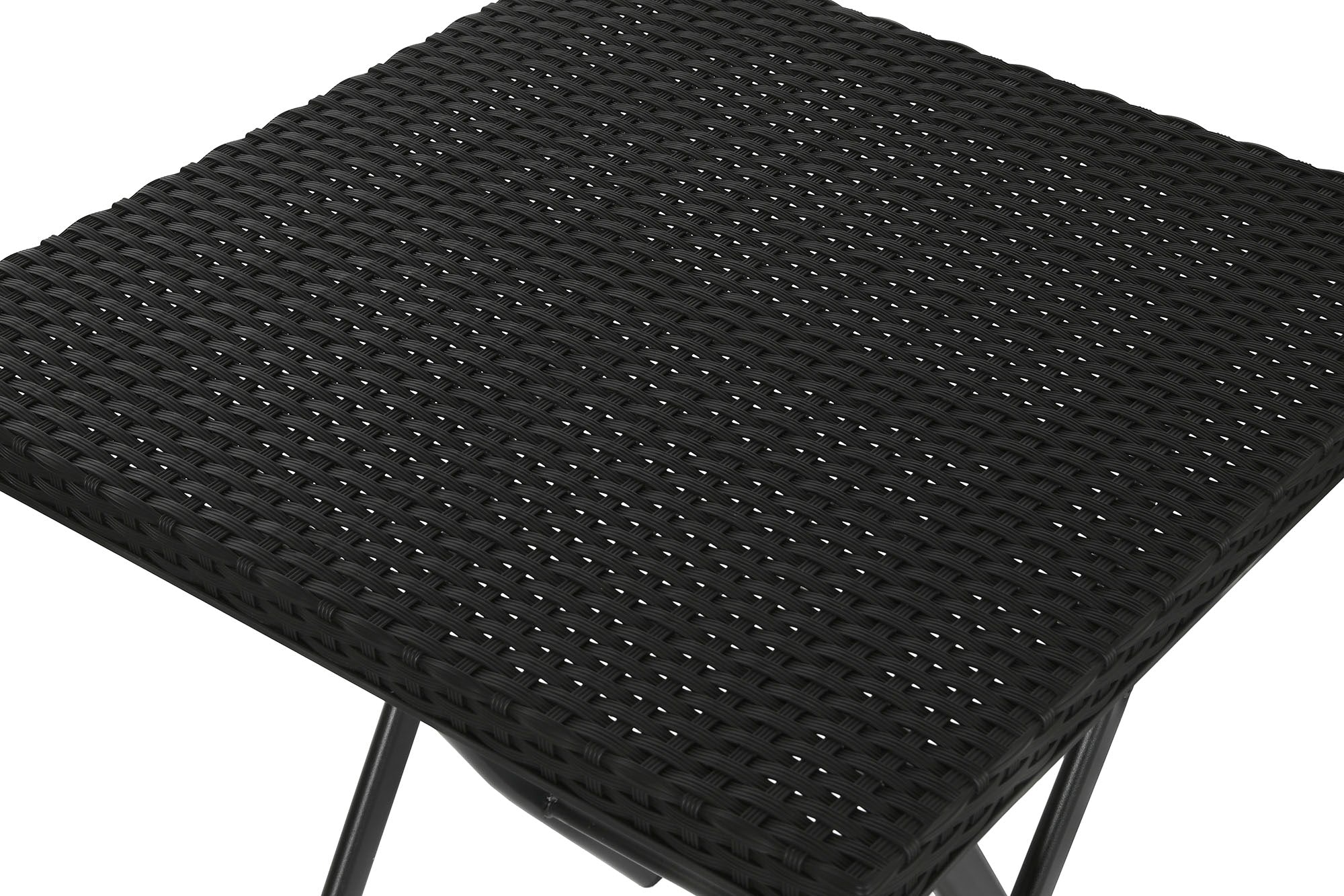 MESA SET 3 RATAN SINTETICO ACERO 58X58X71,5 NEGRO - Imagen 1