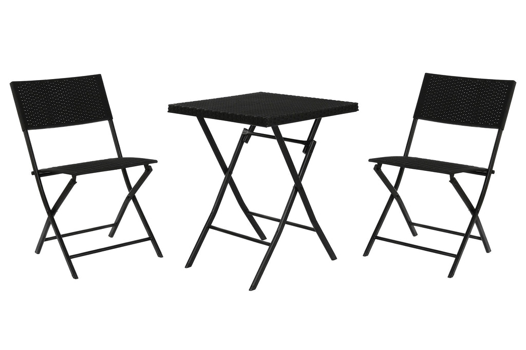 MESA SET 3 RATAN SINTETICO ACERO 58X58X71,5 NEGRO - Imagen 4