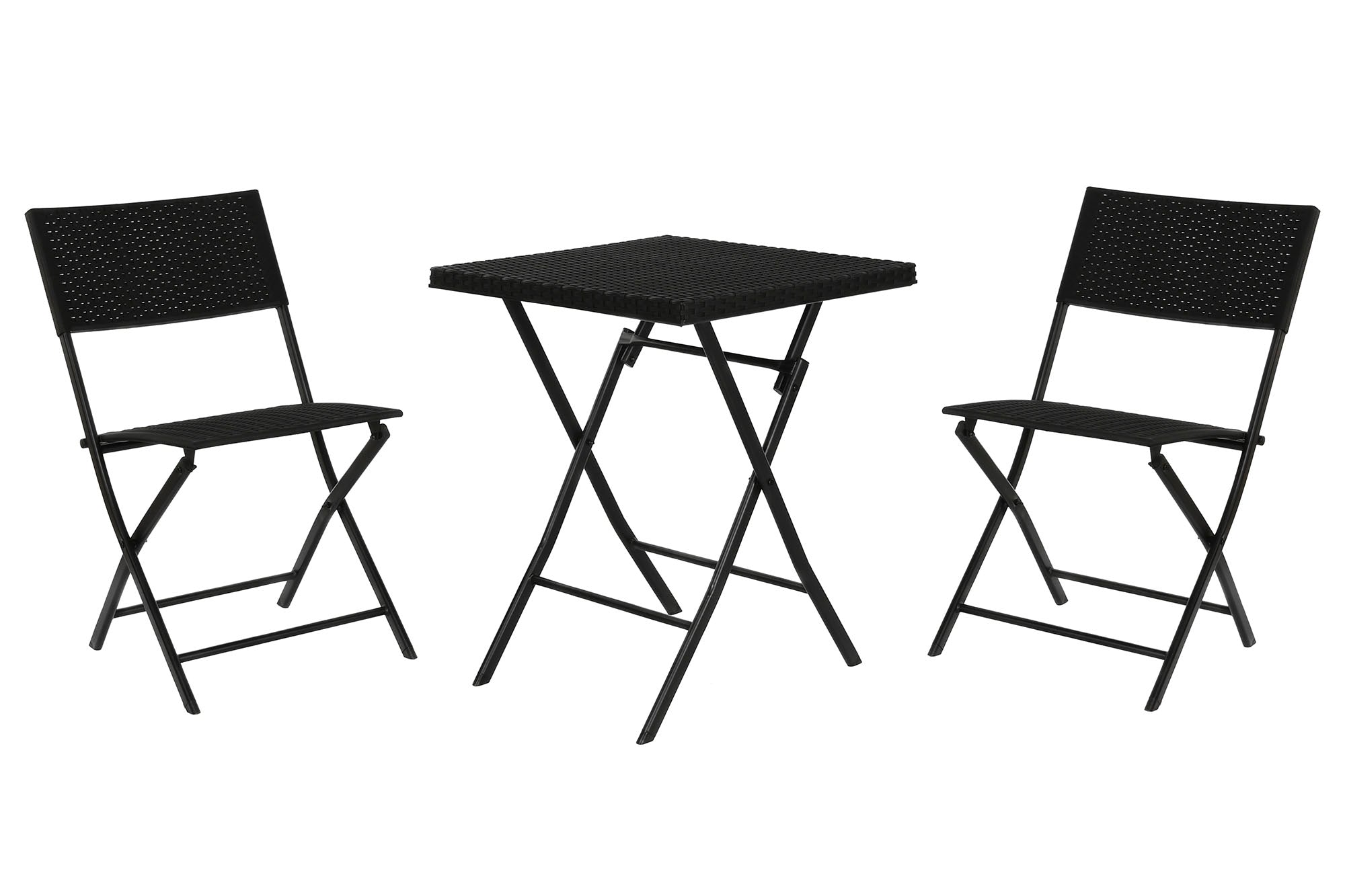 MESA SET 3 RATAN SINTETICO ACERO 58X58X71,5 NEGRO - Imagen 4