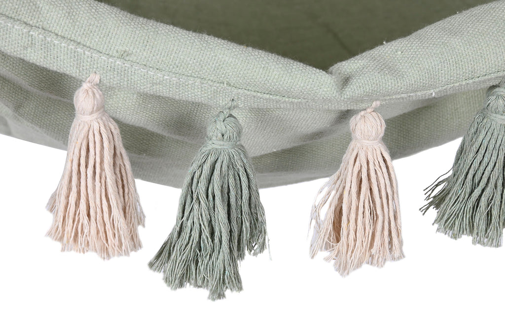 SILLA COLGANTE ALGODON MADERA 100X50X135 BORLAS - Imagen 4