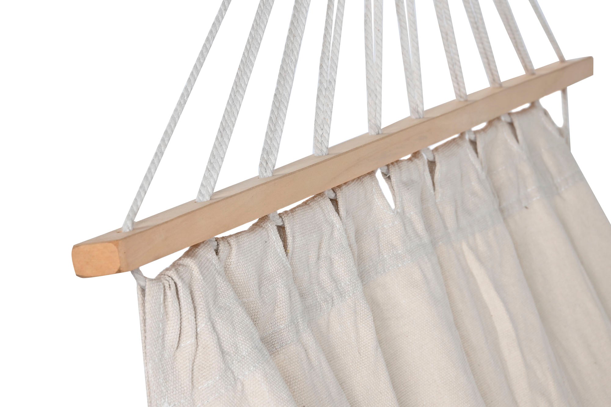 HAMACA ALGODON ABETO 200X100X5 FLECOS BLANCO - Imagen 2