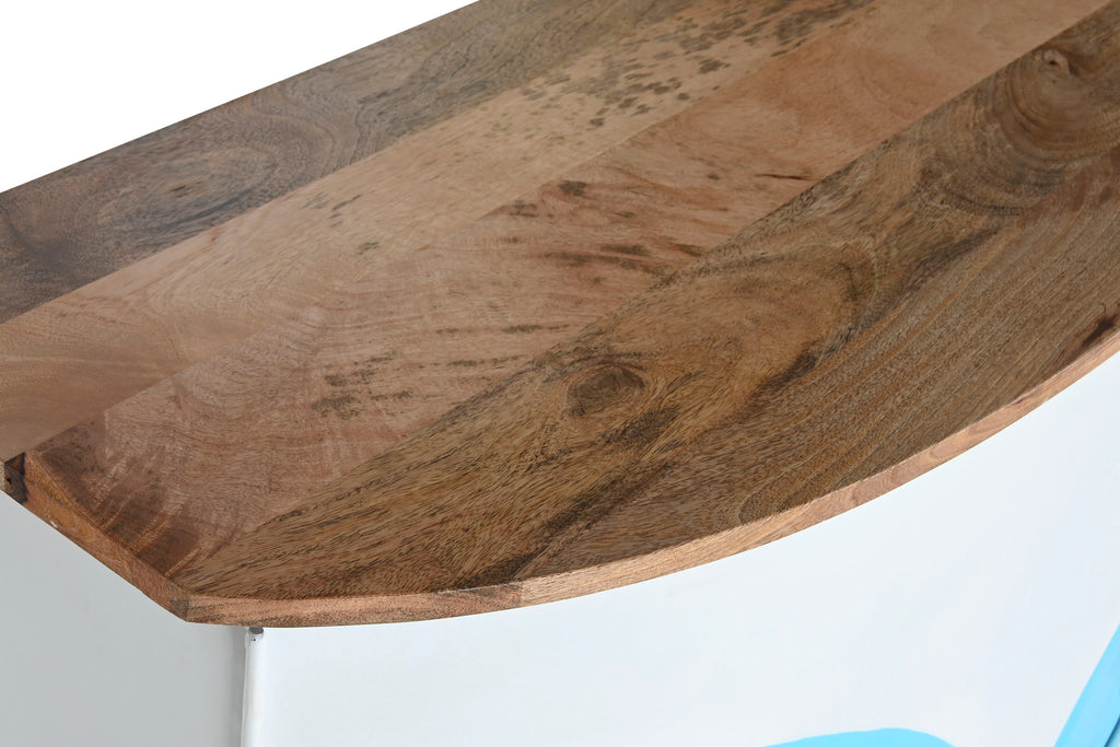 MUEBLE BAR HIERRO MANGO 157X52X90 FOCOS TURQUESA - Imagen 2