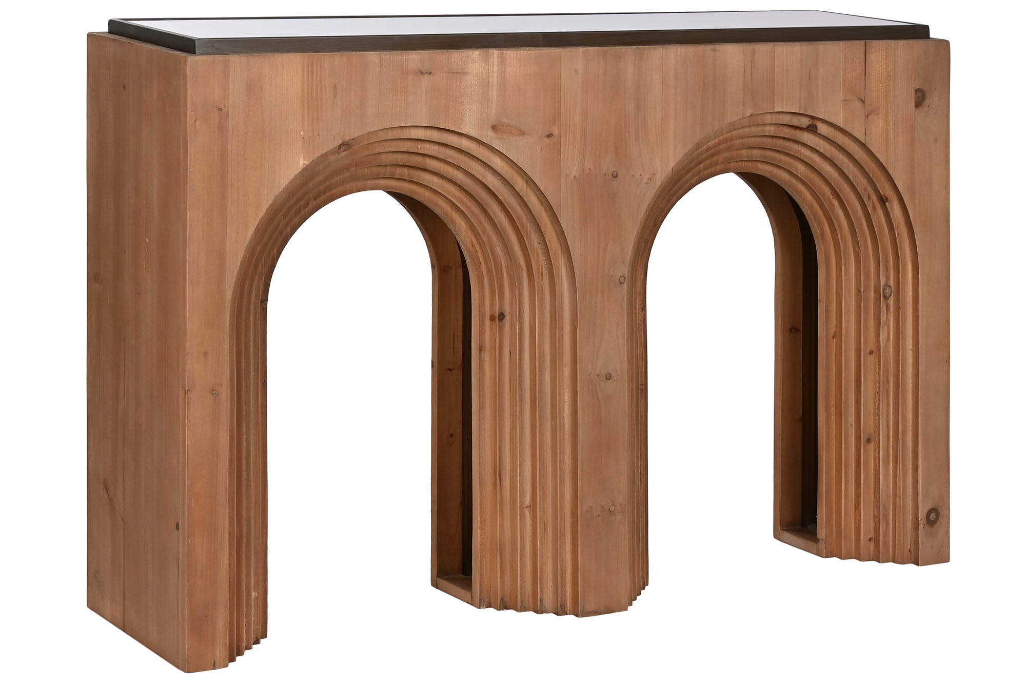 CONSOLA ABETO CRISTAL 122X30X80 ARCO MARRON - Imagen 3