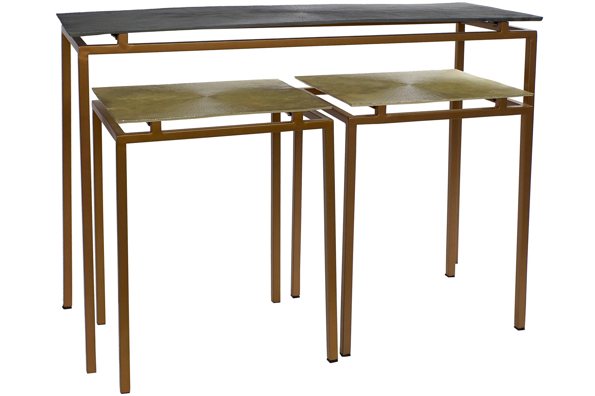 CONSOLA SET 3 METAL ALUMINIO 109,5X37,5X80 GRIS - Imagen 1