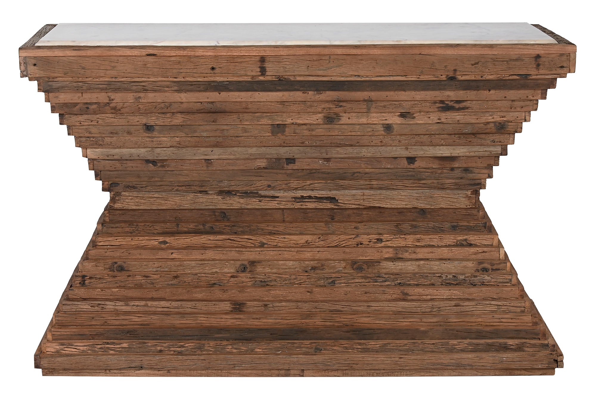 CONSOLA MADERA RECICLADA MARMOL 138X45X87 MARRON - Imagen 1