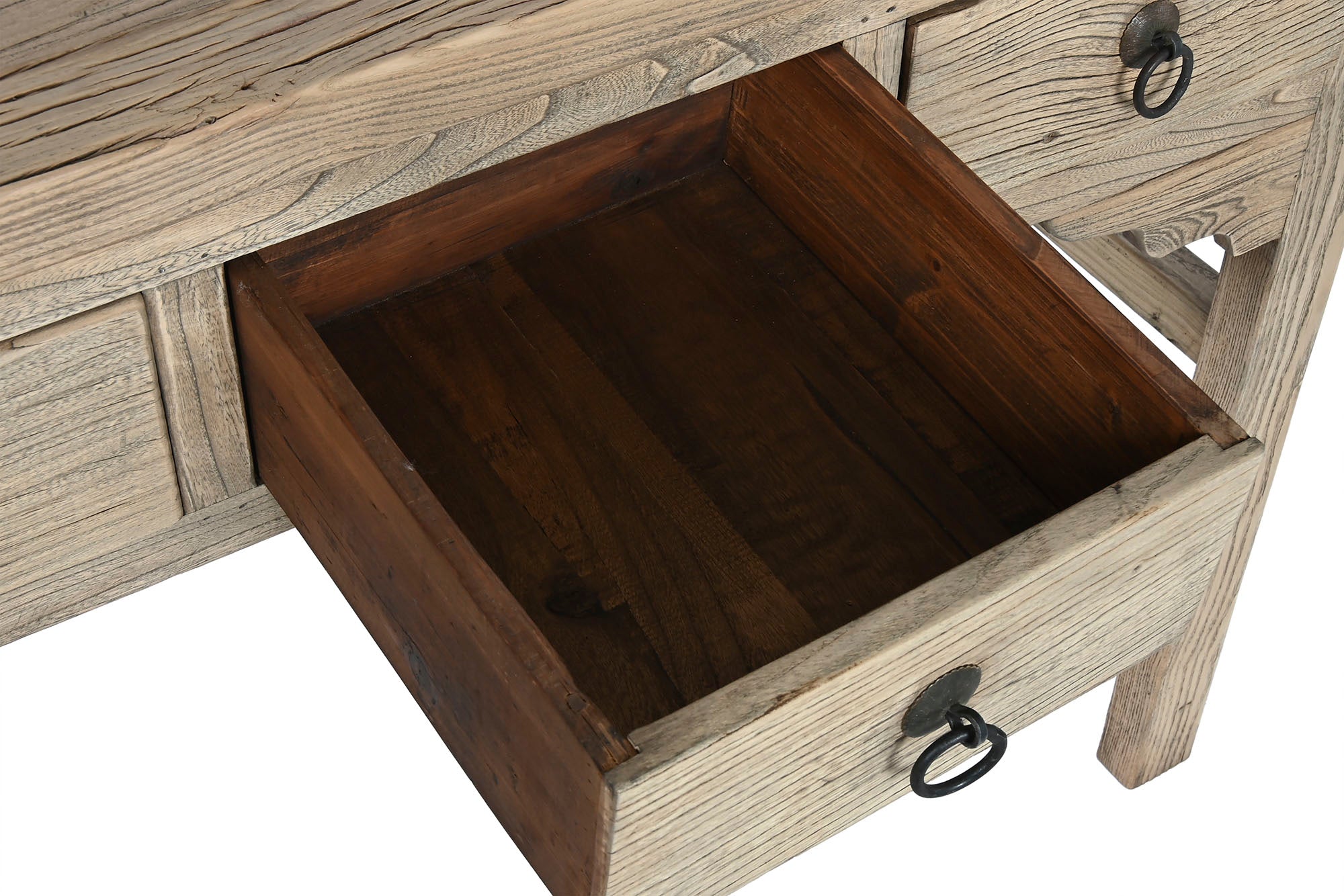 CONSOLA OLMO MACIZO 178X38X85 4 CAJ NATURAL - Imagen 4