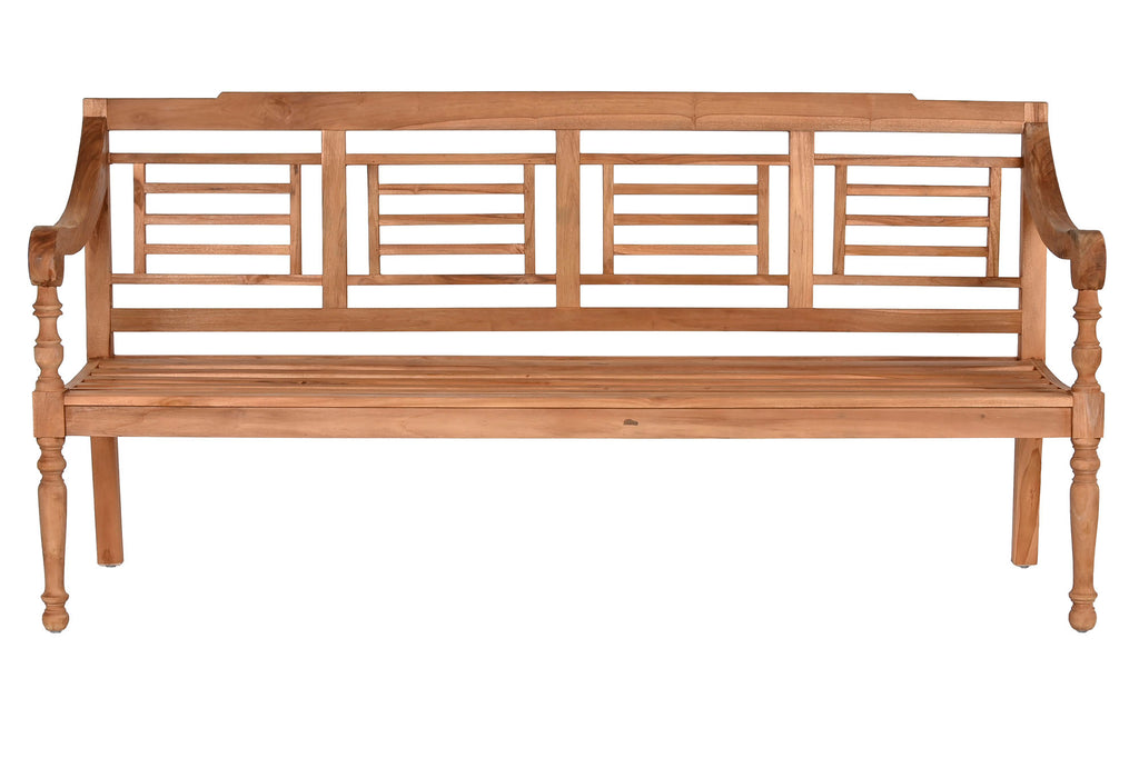 BANCO TECA 200X65X101 TALLADO NATURAL - Imagen 2