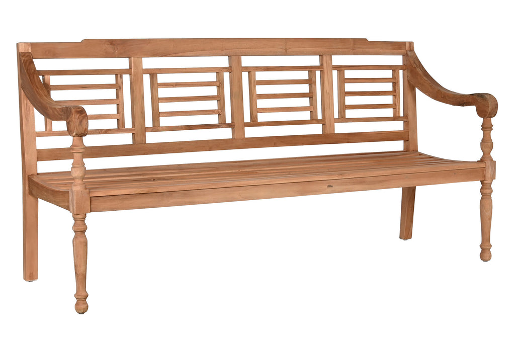 BANCO TECA 200X65X101 TALLADO NATURAL - Imagen 1