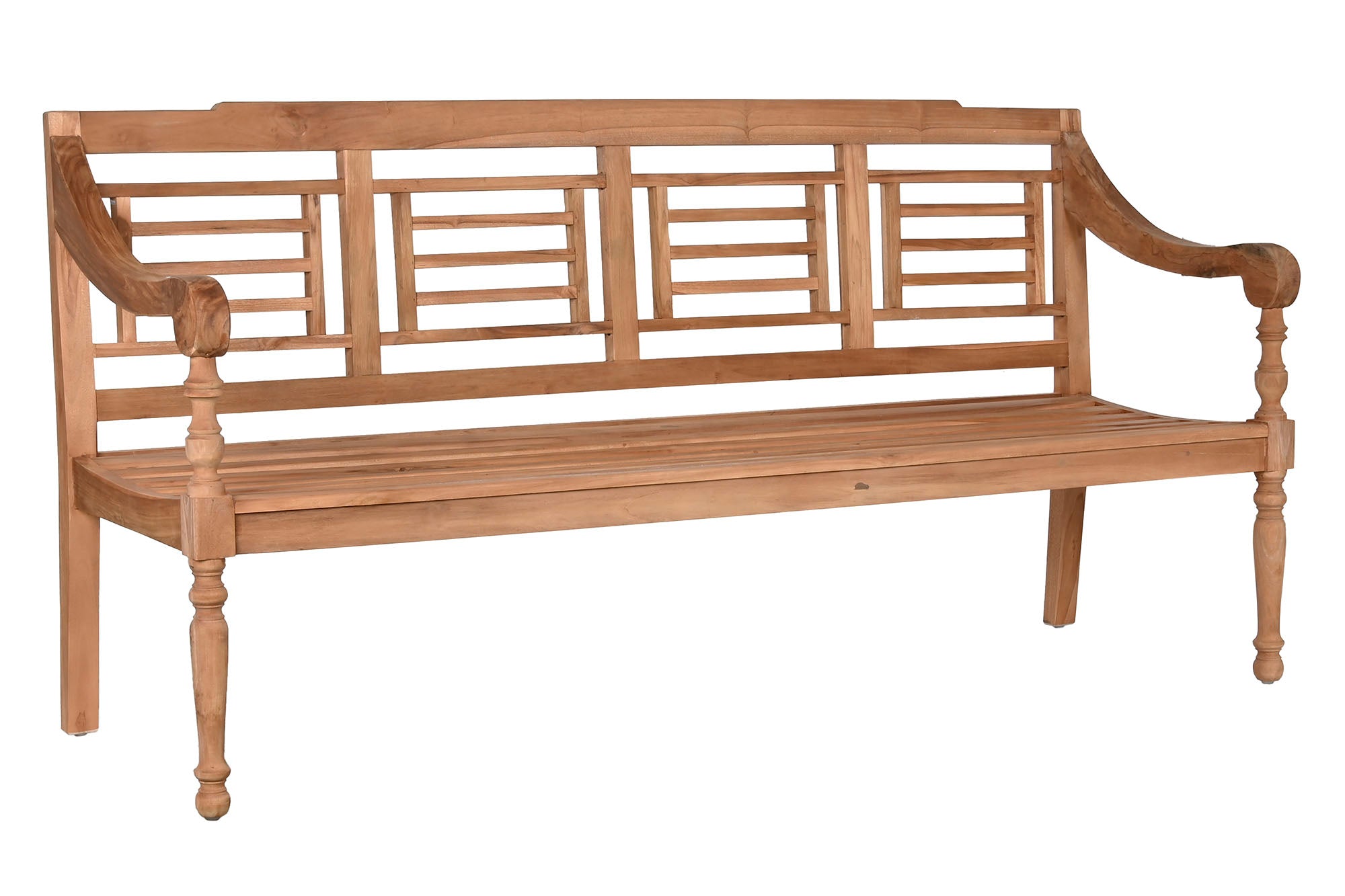 BANCO TECA 200X65X101 TALLADO NATURAL - Imagen 1