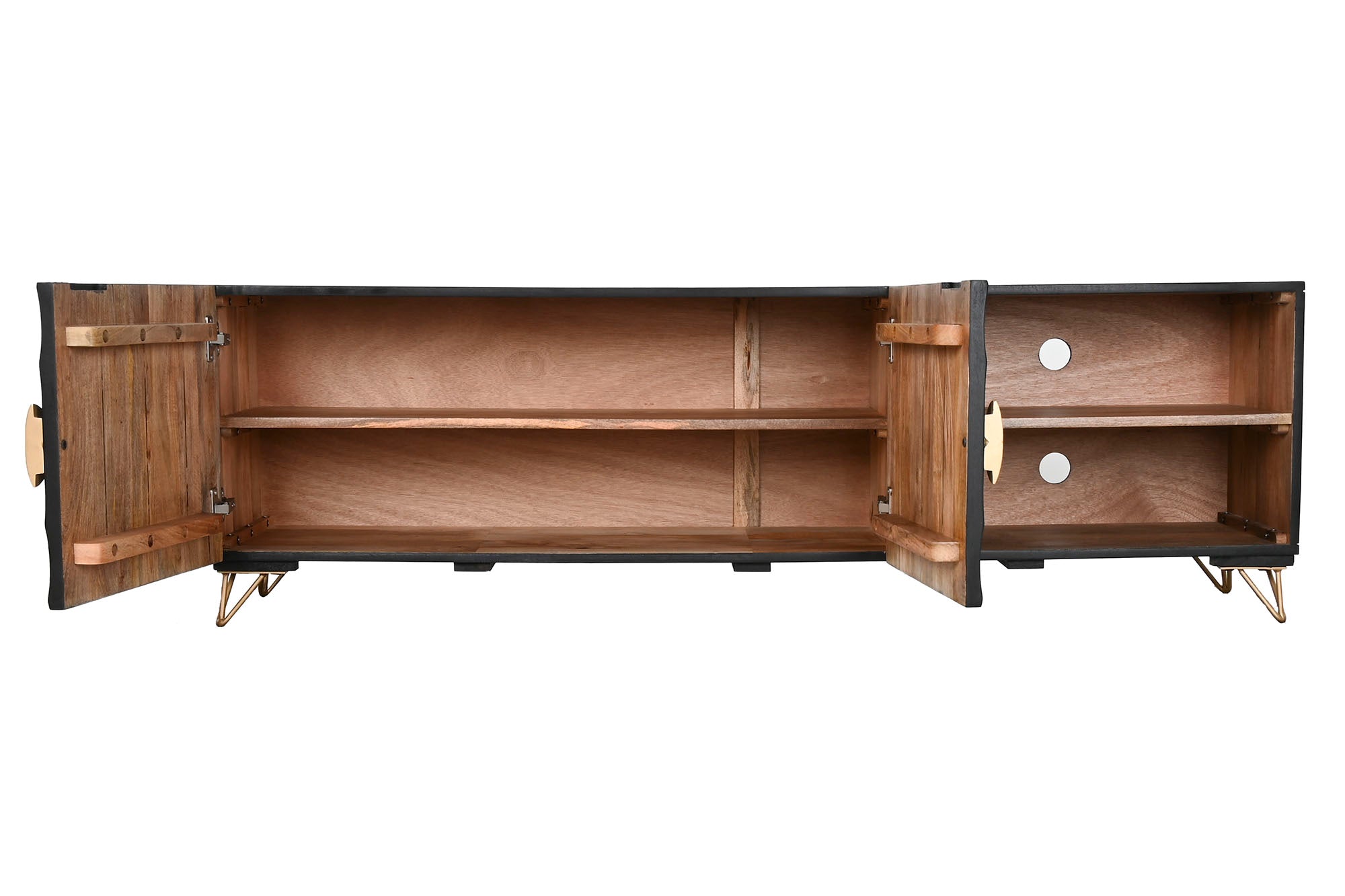 MUEBLE TV MANGO METAL 160X40X50 MANDALA NEGRO - Imagen 4