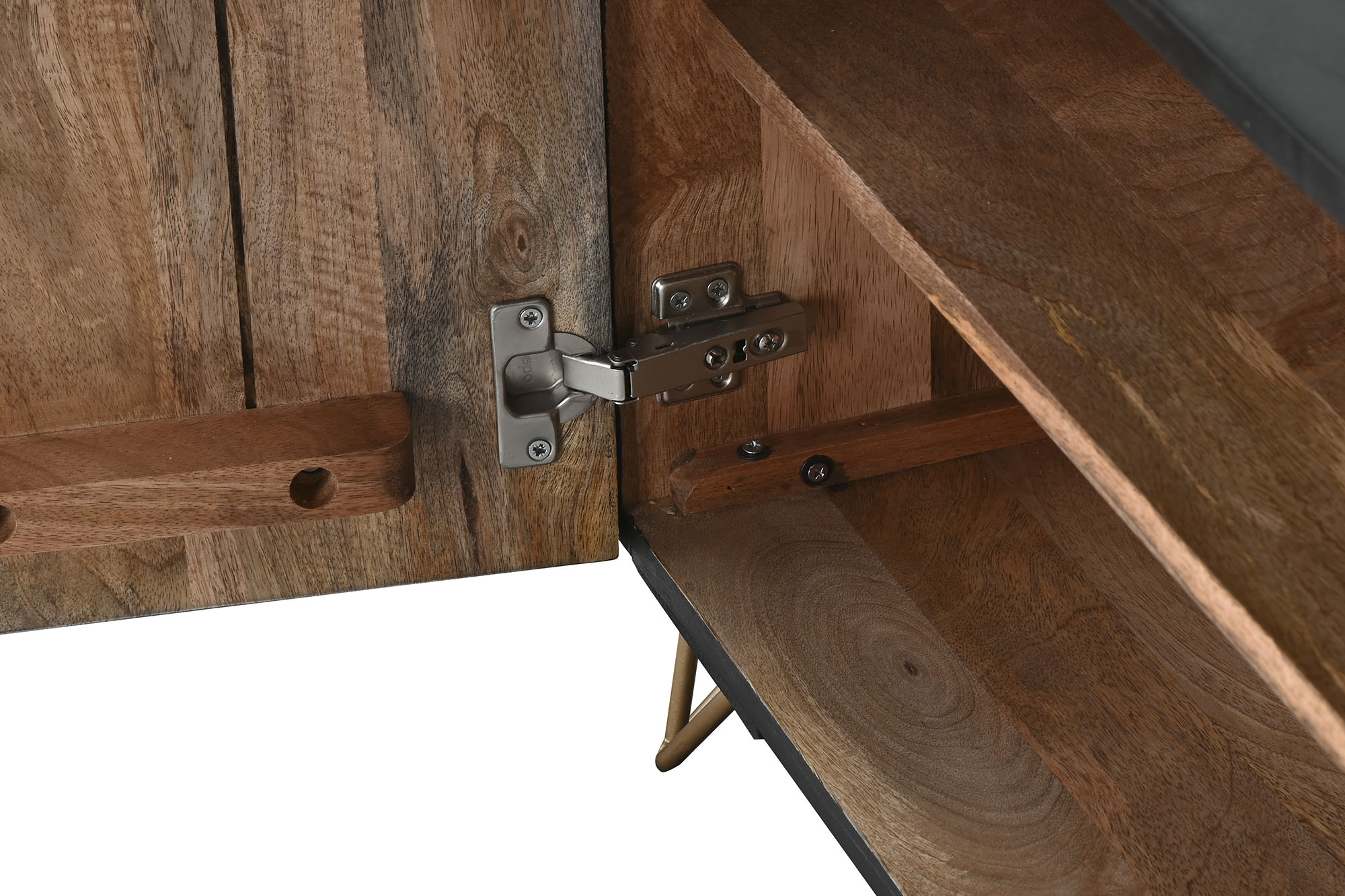 MUEBLE TV MANGO METAL 160X40X50 MANDALA NEGRO - Imagen 5