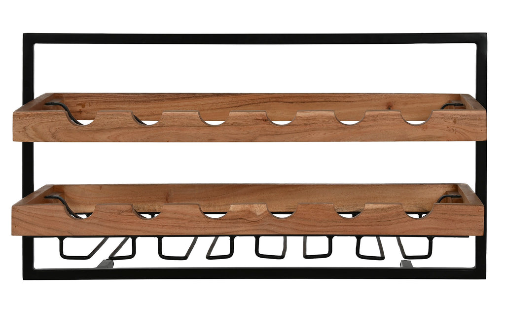 BOTELLERO ACACIA METAL 65X25X35 8 BOTELLAS NATURAL - Imagen 2