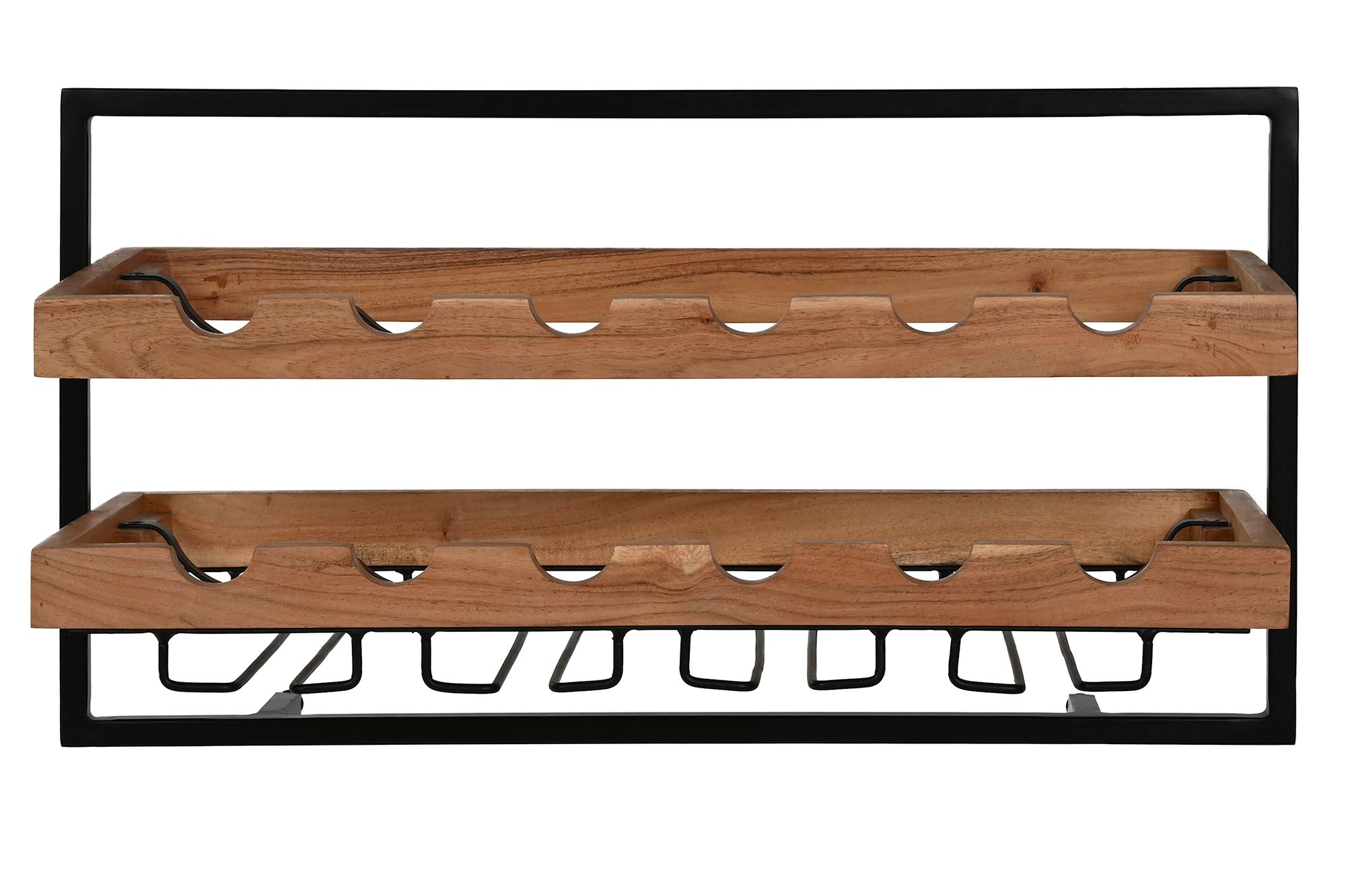 BOTELLERO ACACIA METAL 65X25X35 8 BOTELLAS NATURAL - Imagen 2