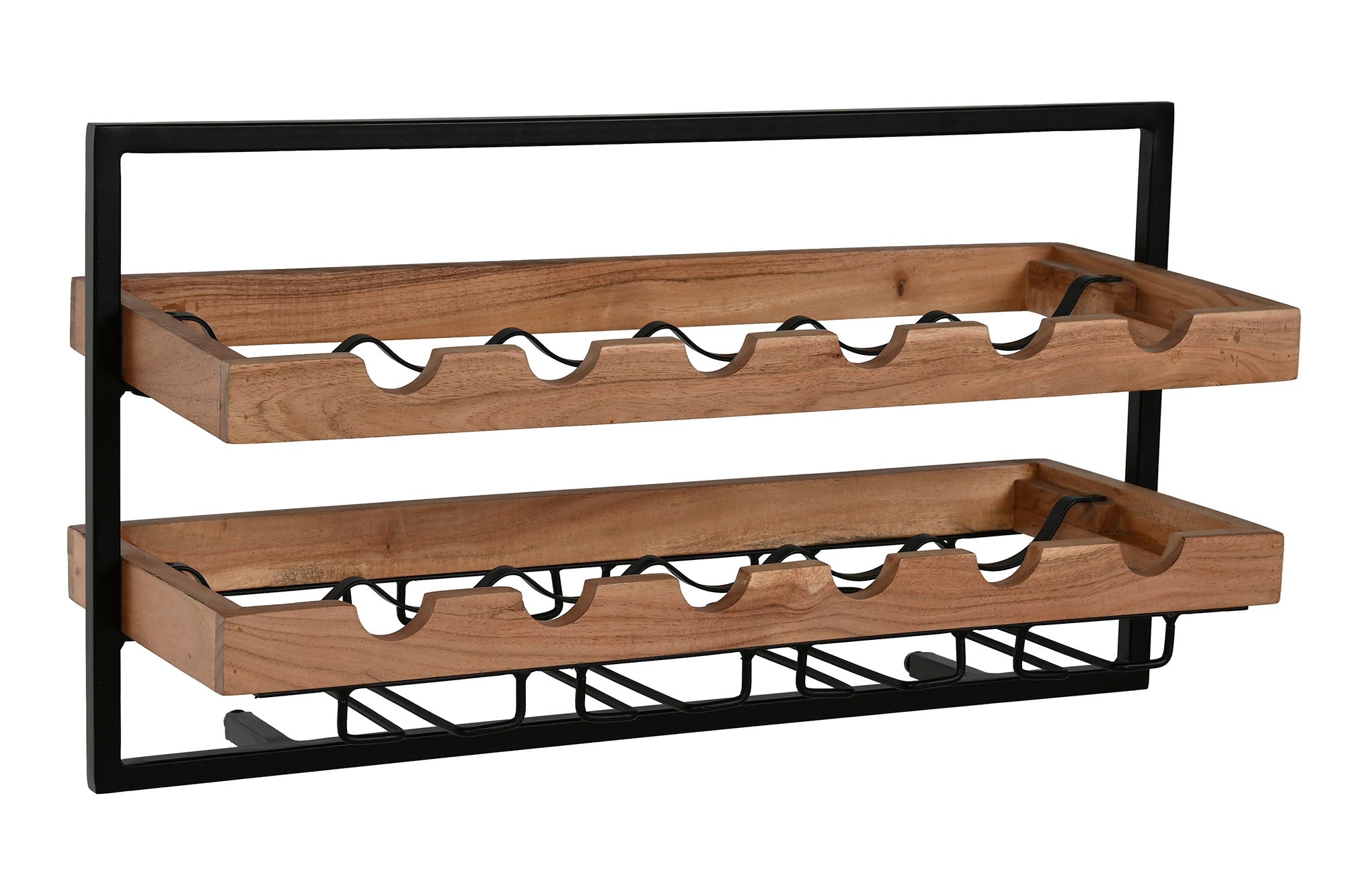 BOTELLERO ACACIA METAL 65X25X35 8 BOTELLAS NATURAL - Imagen 1