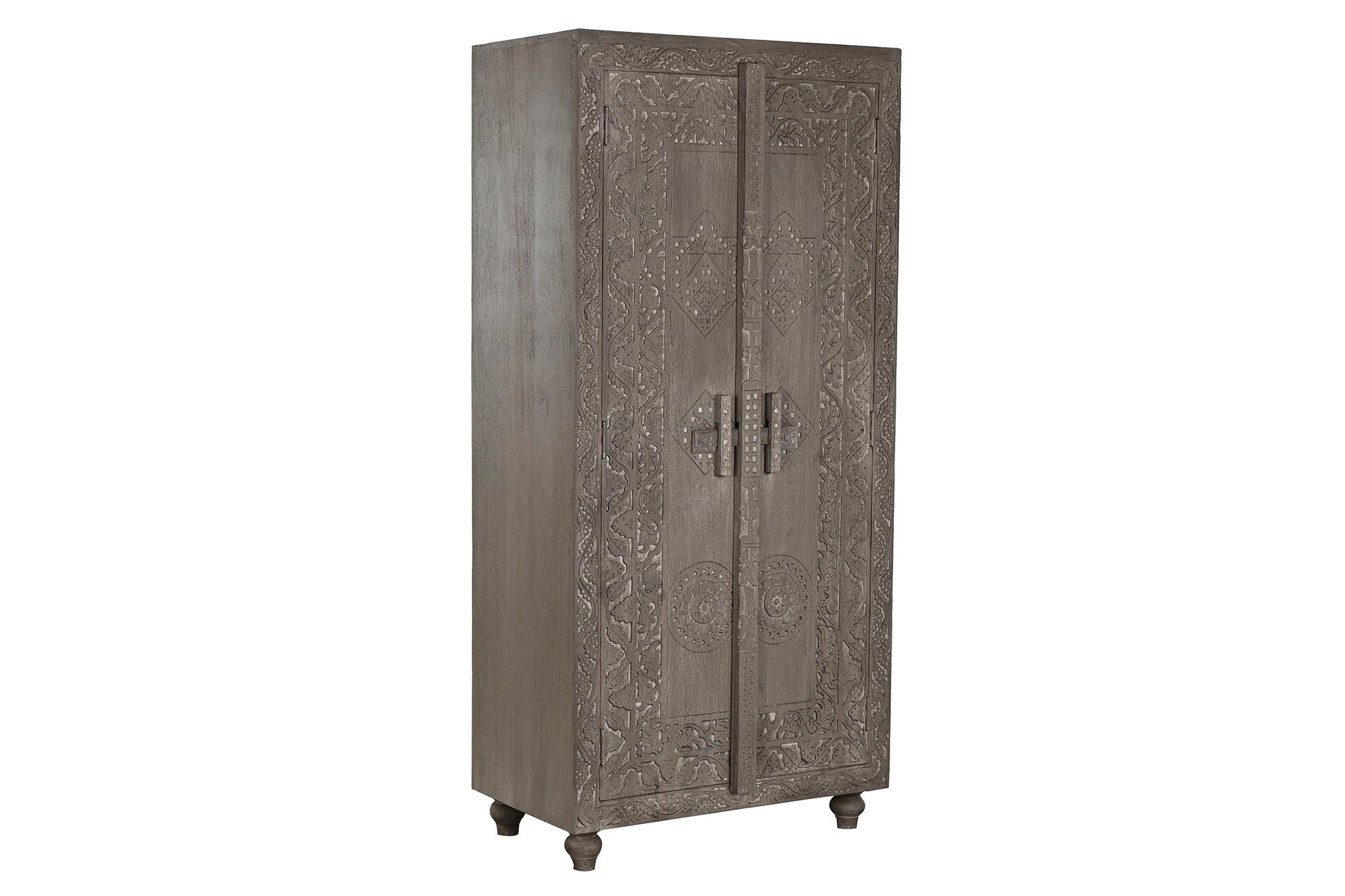 ARMARIO MADERA 85,5X47X180 TALLADO GRIS - Imagen 2