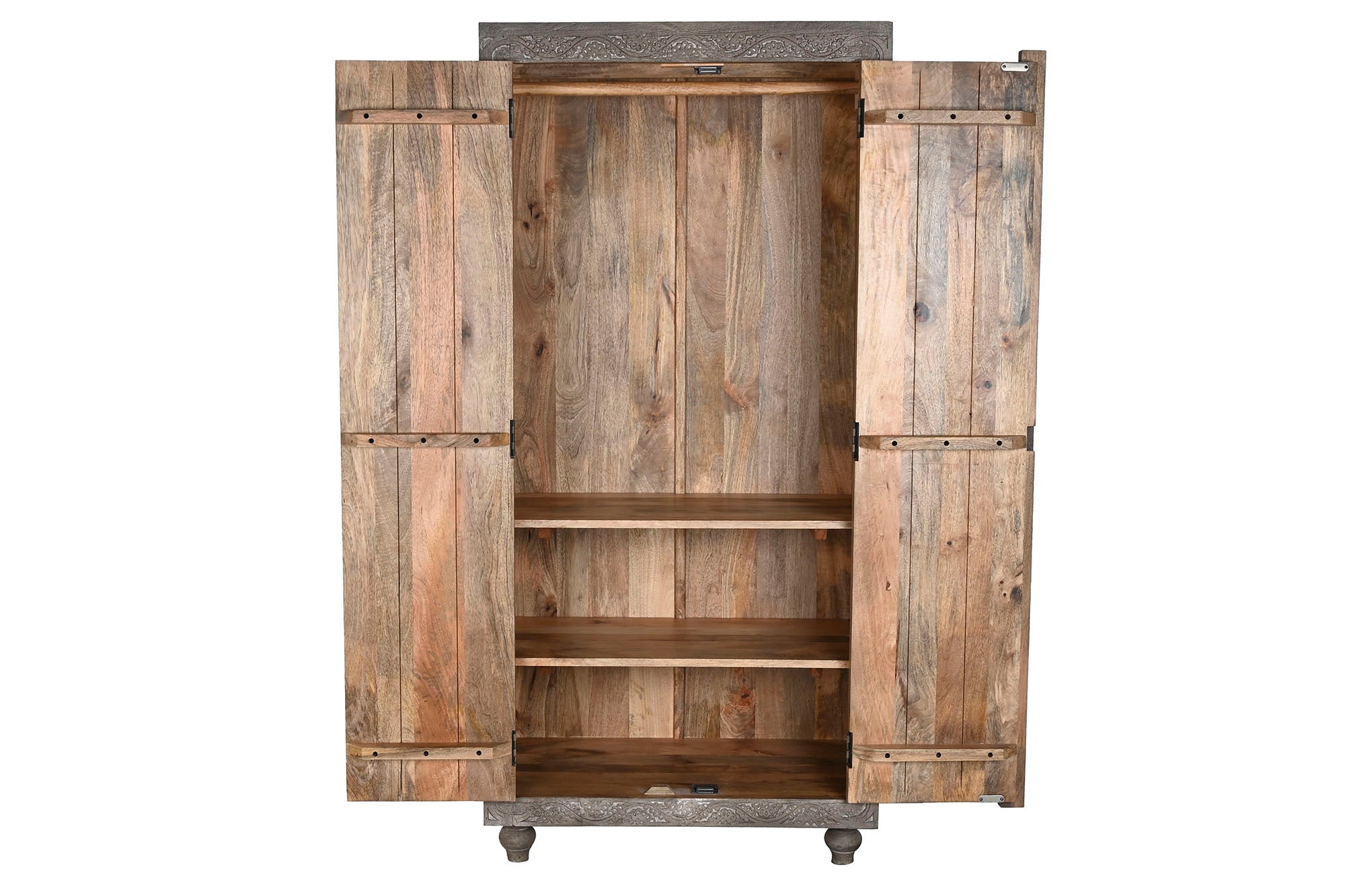 ARMARIO MADERA 85,5X47X180 TALLADO GRIS - Imagen 4