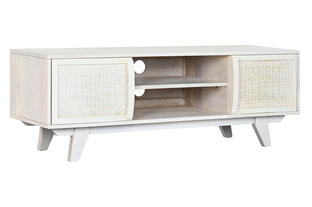 MUEBLE TV MANGO RATAN 128X40X45 BLANCO ROTO - Imagen 2