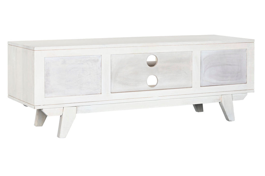 MUEBLE TV MANGO RATAN 128X40X45 BLANCO ROTO - Imagen 3