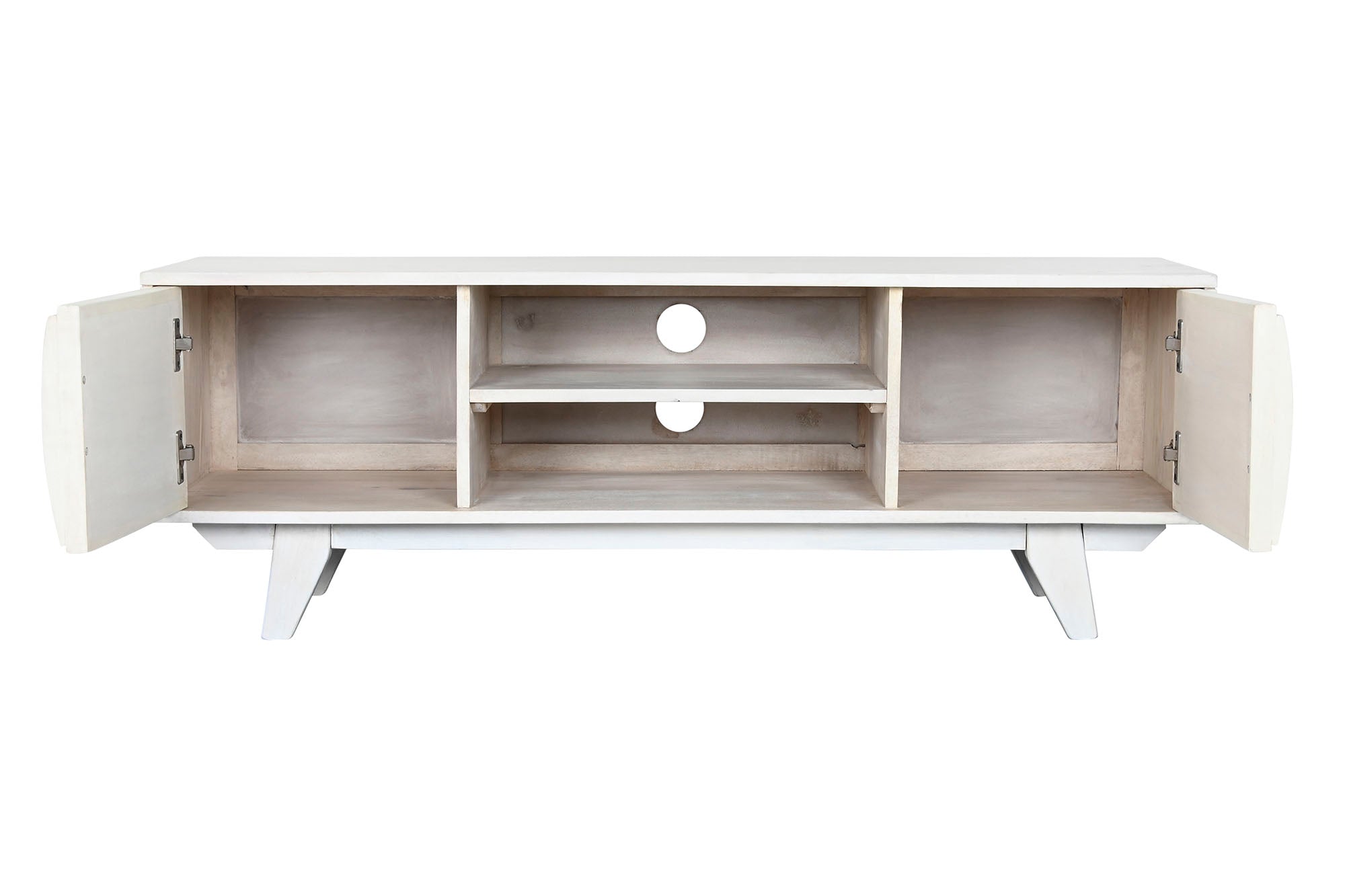 MUEBLE TV MANGO RATAN 128X40X45 BLANCO ROTO - Imagen 4
