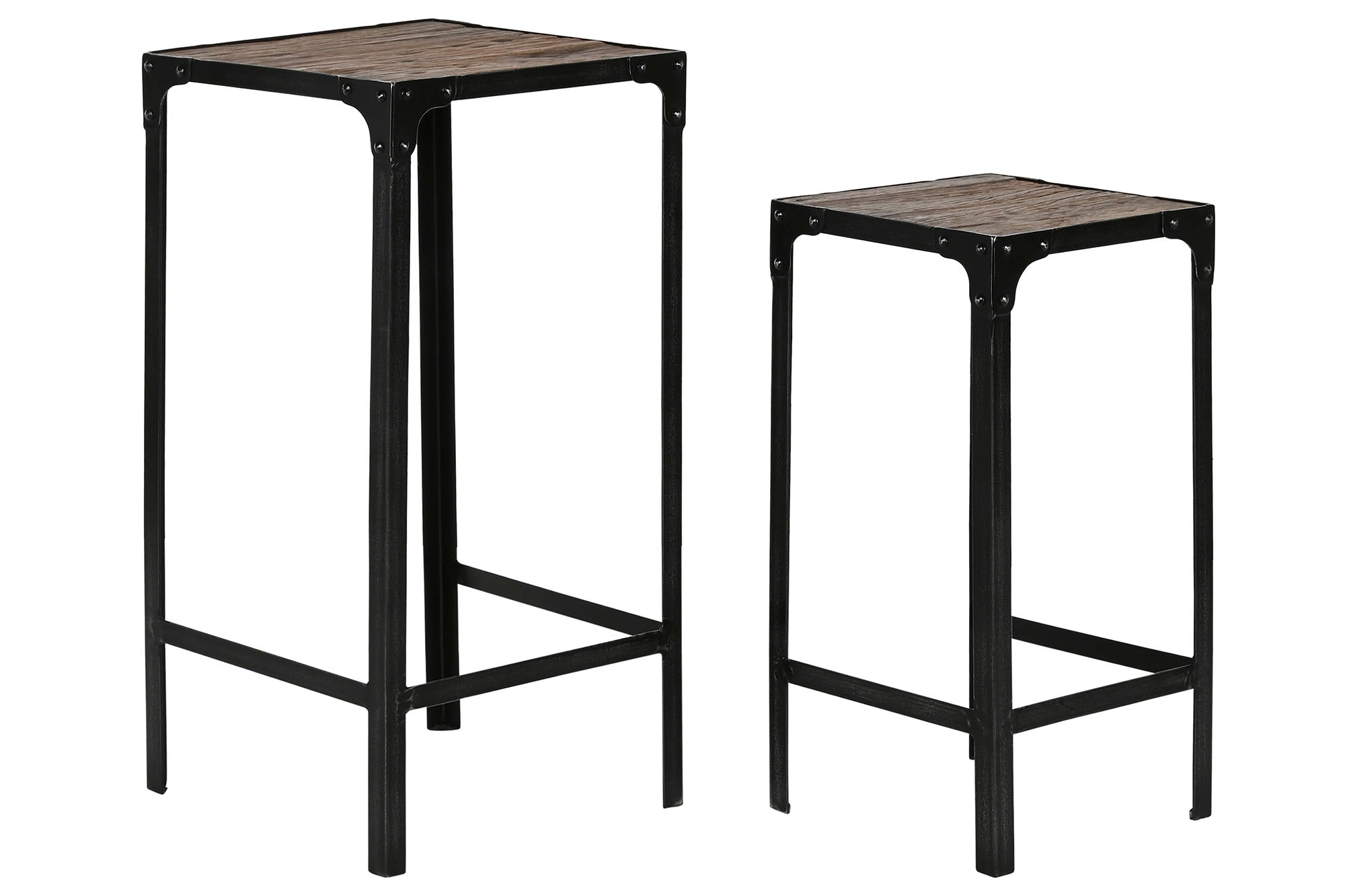 MESITA AUXILIAR SET 2 HIERRO 38X38X75 RECICLADA - Imagen 2