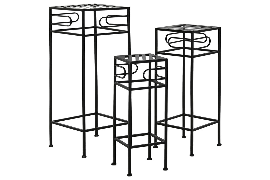 MESITA AUXILIAR SET 3 METAL 28X28X70 NEGRO - Imagen 4