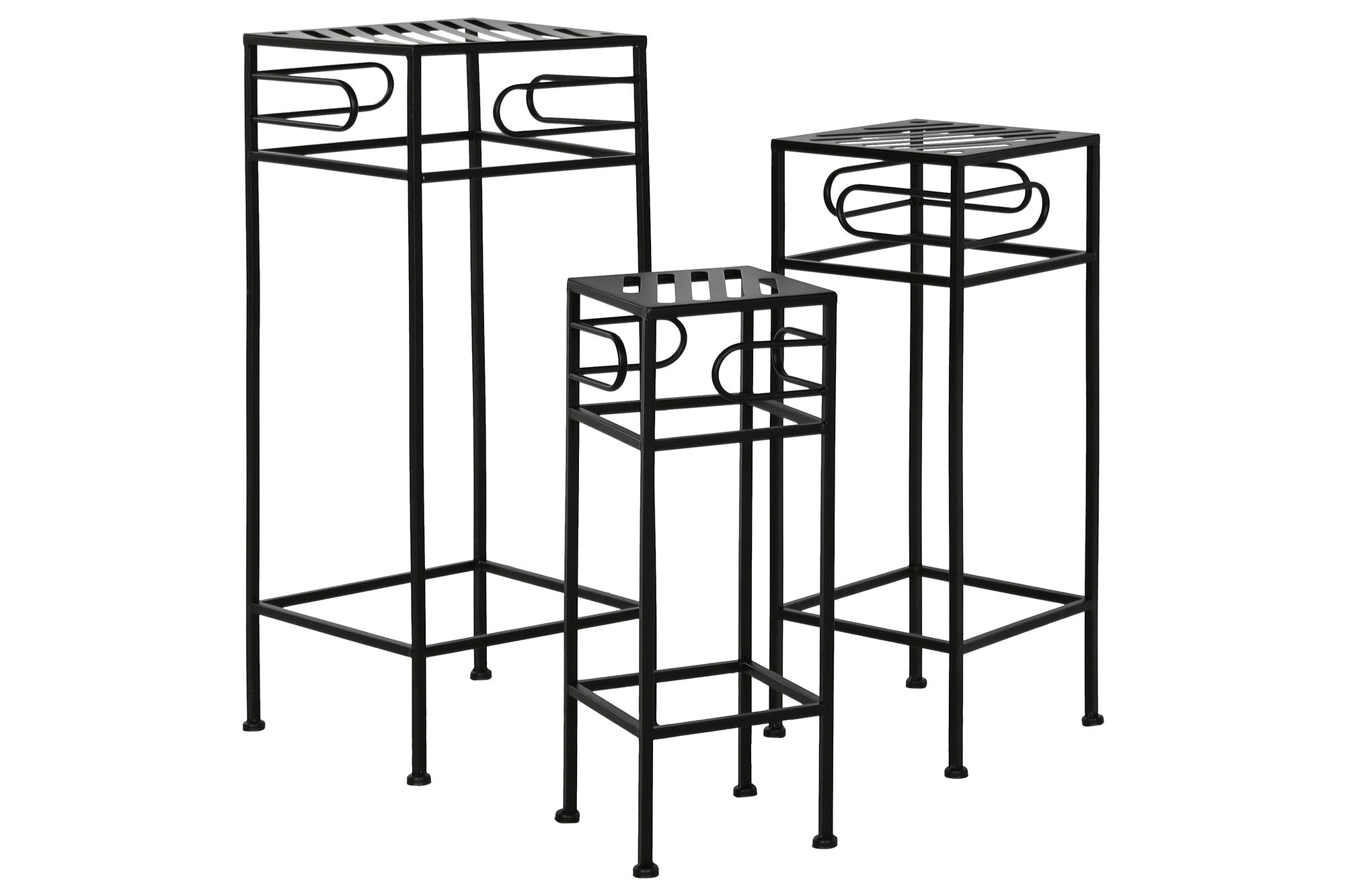MESITA AUXILIAR SET 3 METAL 28X28X70 NEGRO - Imagen 4