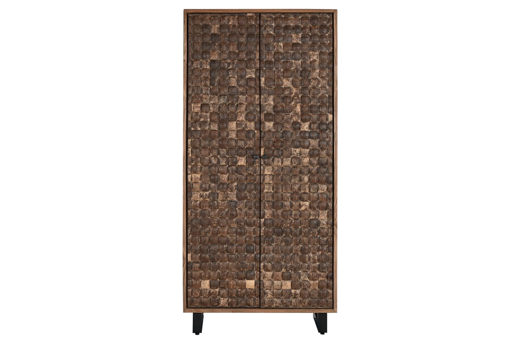 ARMARIO TECA RECICLADA COCO 80X40X200 2 PUERT - Imagen 1