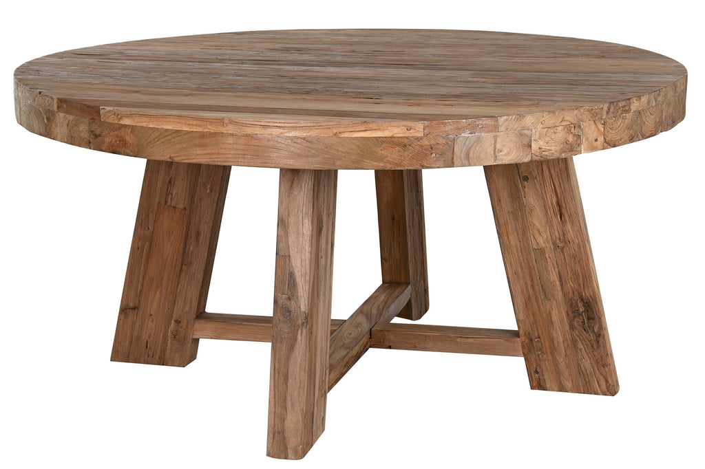 MESA COMEDOR TECA RECICLADA 160X160X78 REDONDA - Imagen 2