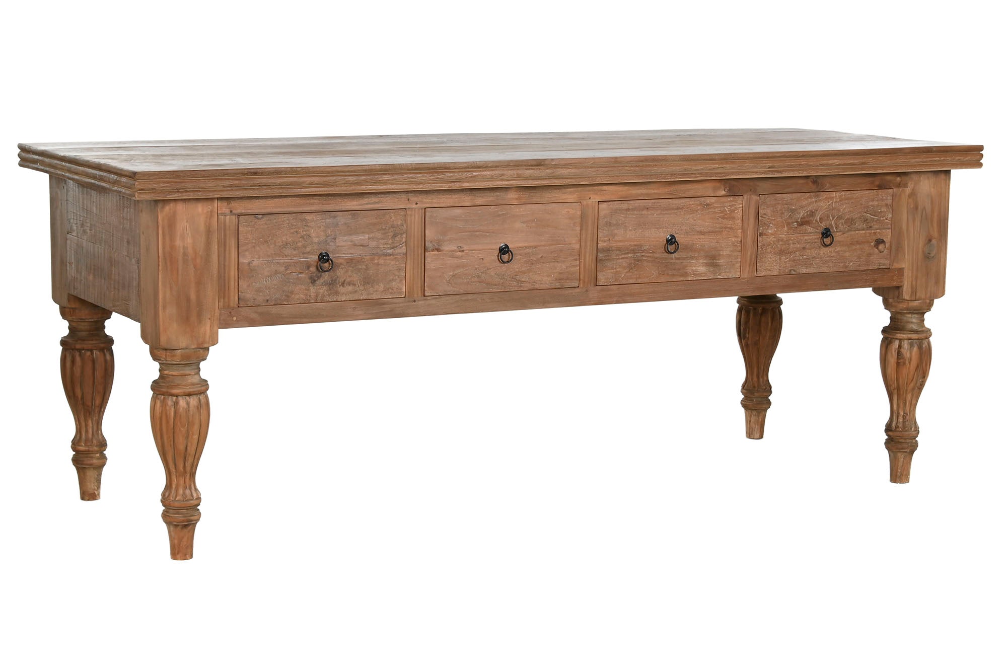 CONSOLA TECA RECICLADA 220X80X78 4 CAJONES - Imagen 2