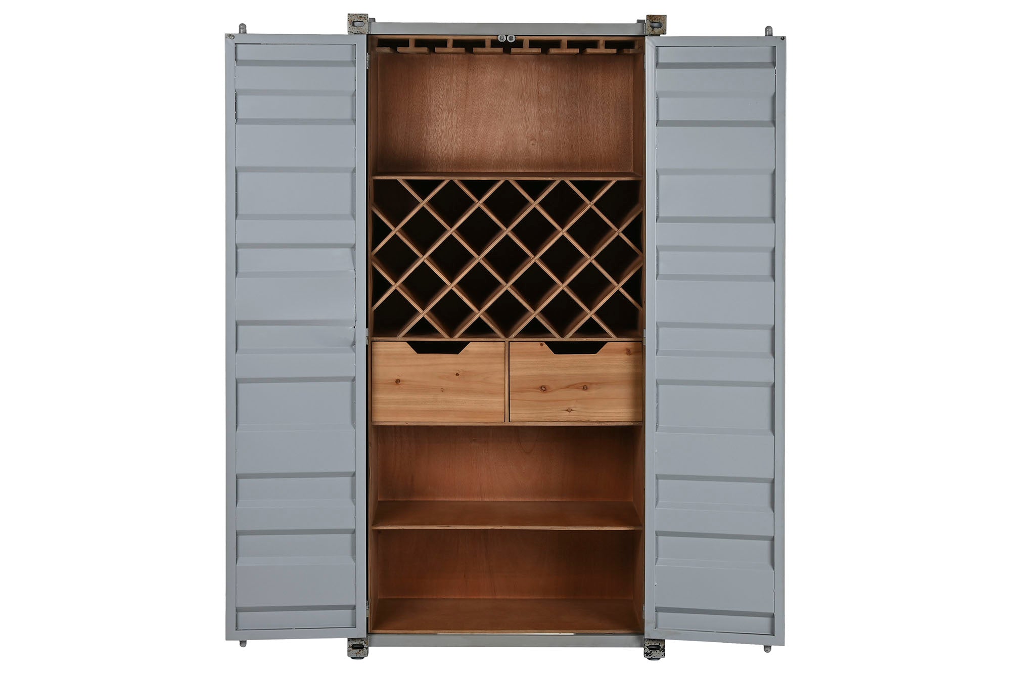 BOTELLERO METAL MDF 76,5X41X157,5 CONTAINER GRIS - Imagen 4