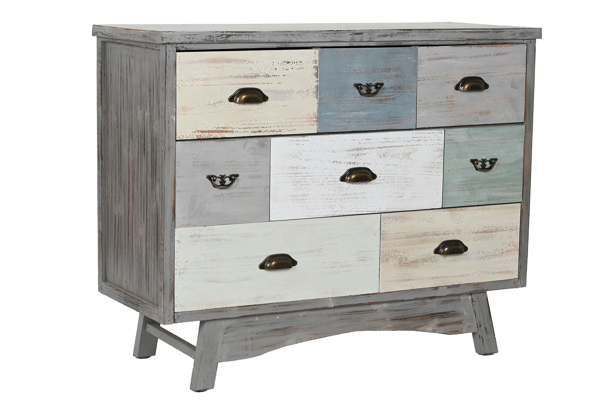 CAJONERA ABETO 100X40X80 8 CAJONES ENVEJECIDO GRIS - Imagen 2