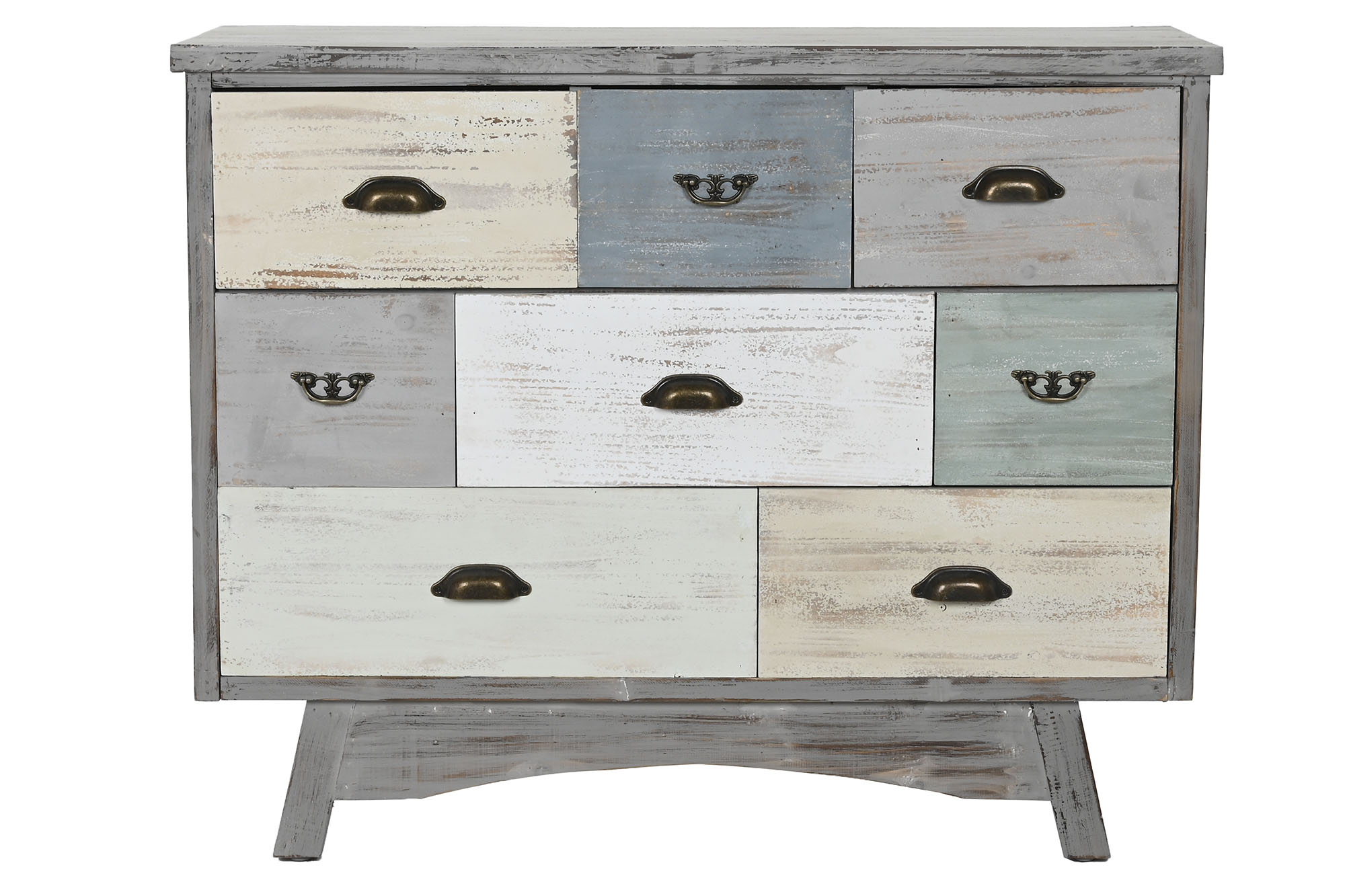 CAJONERA ABETO 100X40X80 8 CAJONES ENVEJECIDO GRIS - Imagen 1