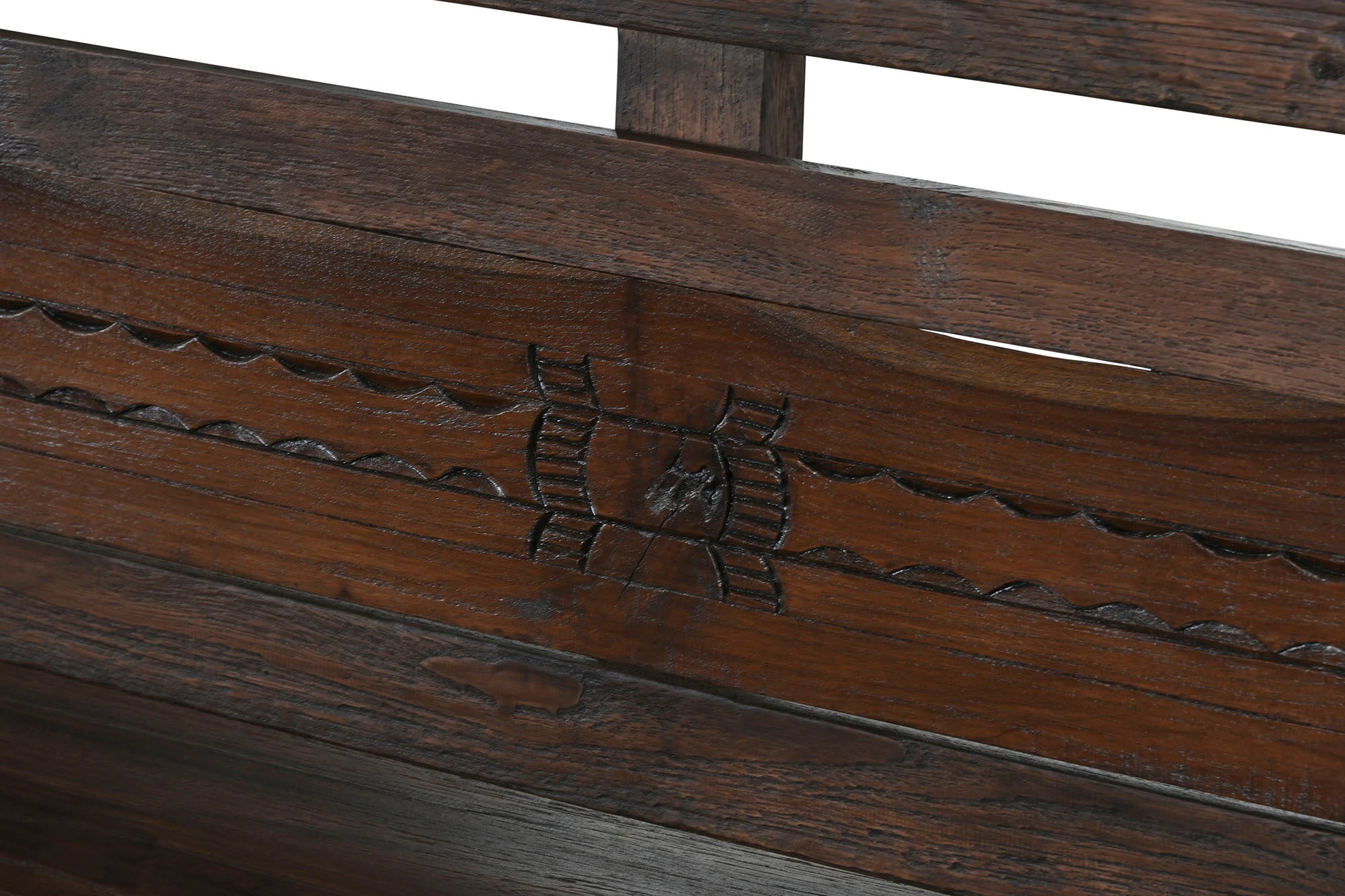 BANCO TECA MACIZA 196X60X82 TALLADO MARRON OSCURO - Imagen 5