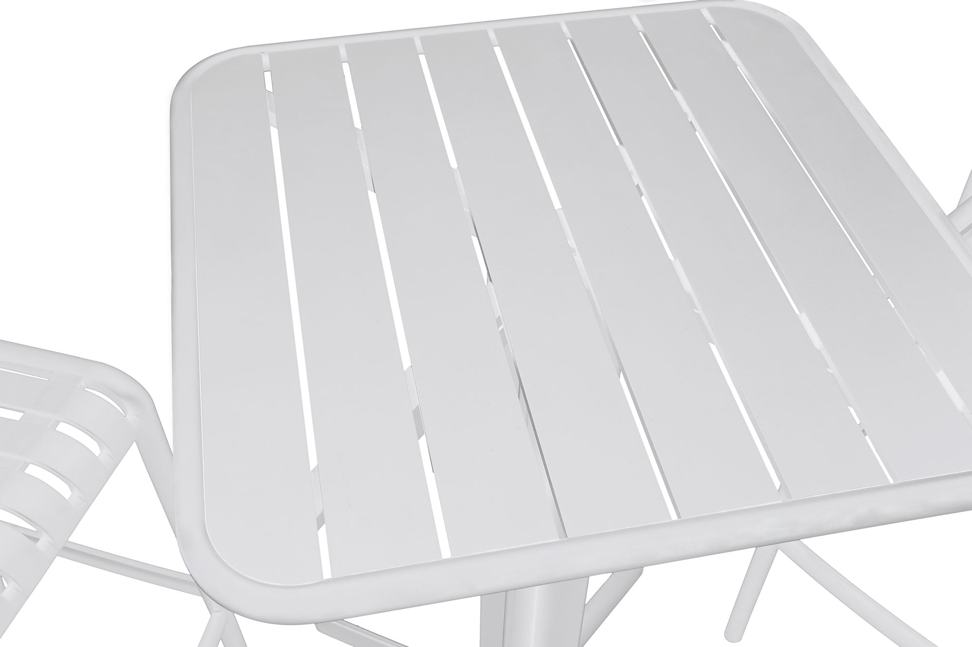 MESA BAR SET 3 PP METAL 60X60X102 TABURETE BLANCO - Imagen 2