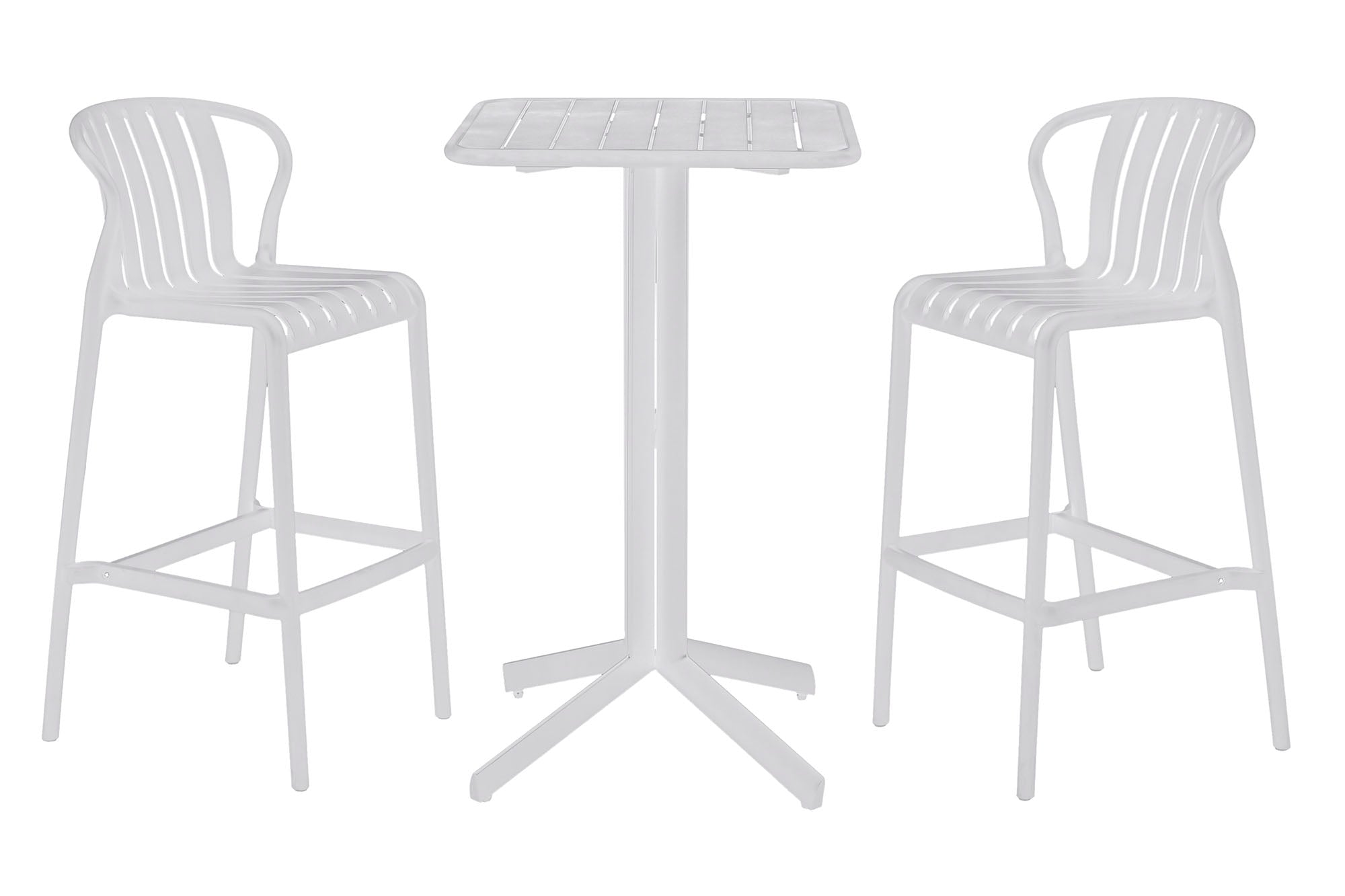 MESA BAR SET 3 PP METAL 60X60X102 TABURETE BLANCO - Imagen 1