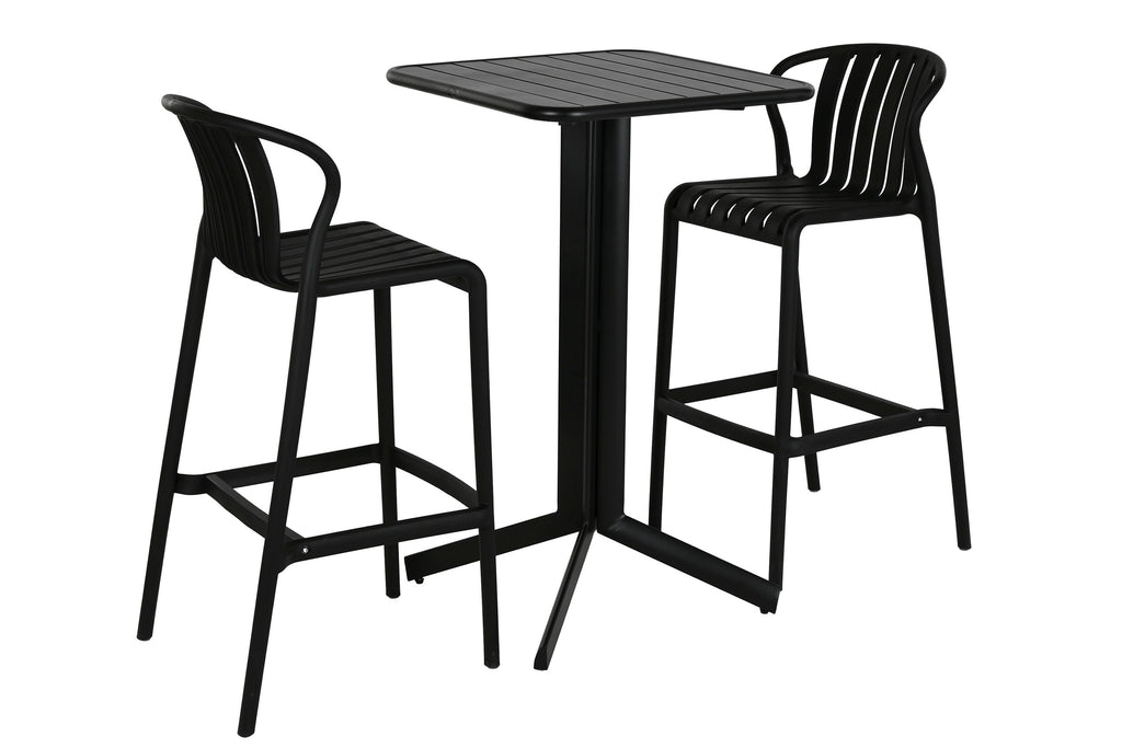 MESA BAR SET 3 PP METAL 60X60X102 TABURETE NEGRO - Imagen 5