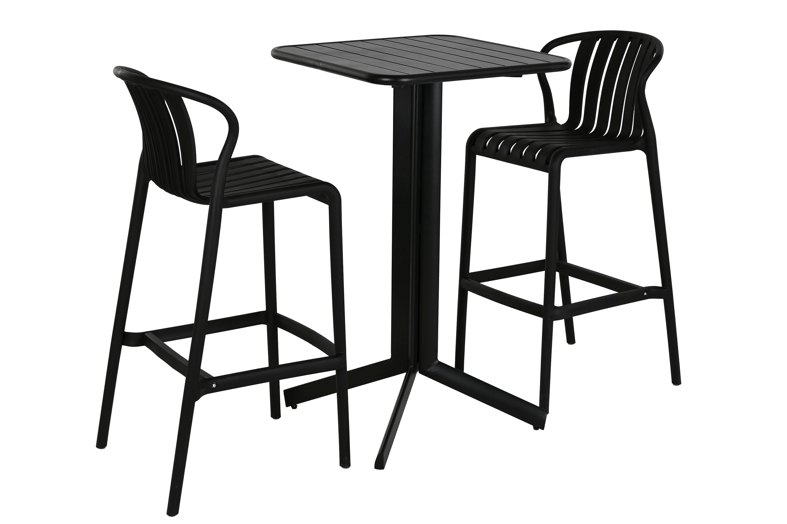 MESA BAR SET 3 PP METAL 60X60X102 TABURETE NEGRO - Imagen 5