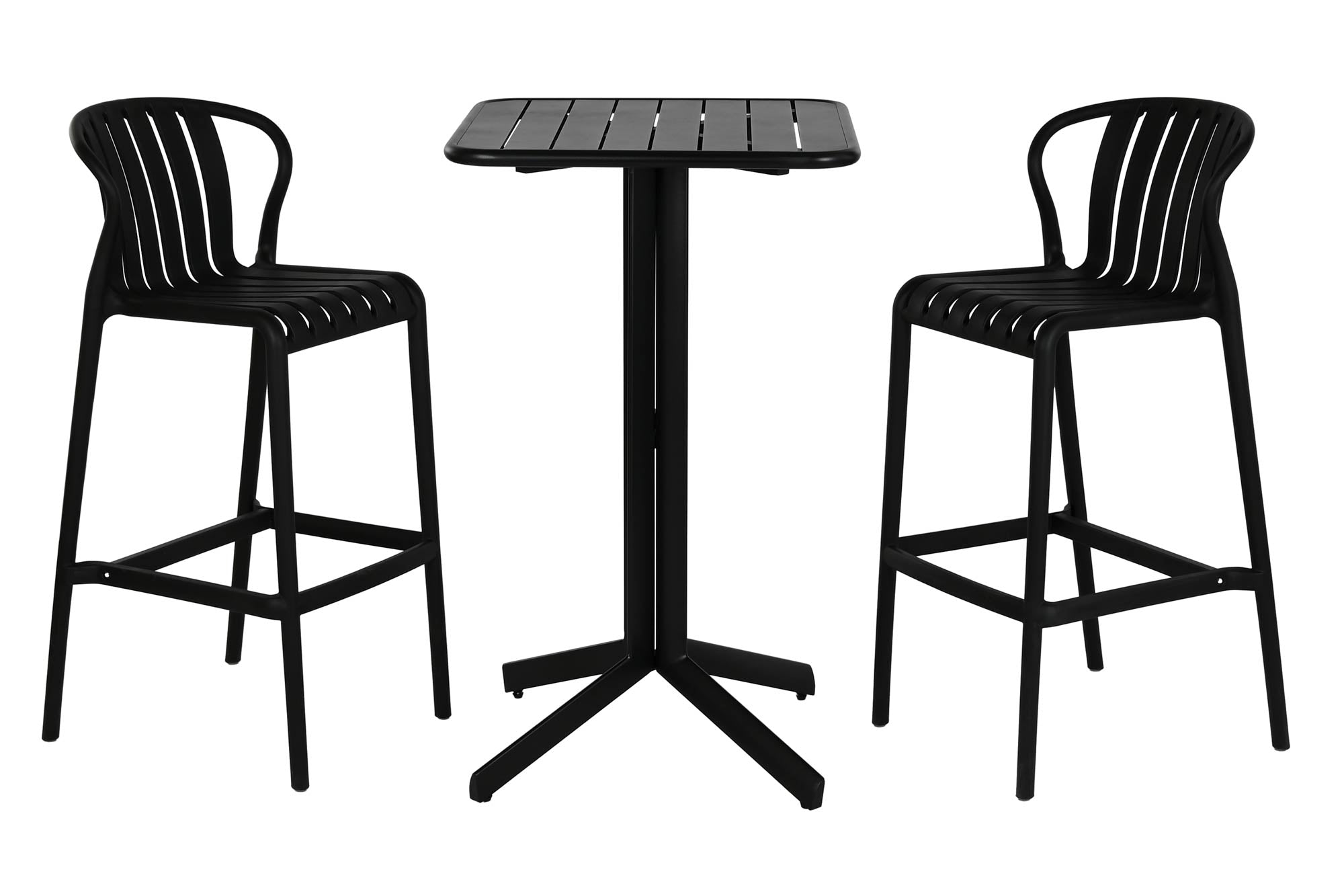 MESA BAR SET 3 PP METAL 60X60X102 TABURETE NEGRO - Imagen 1