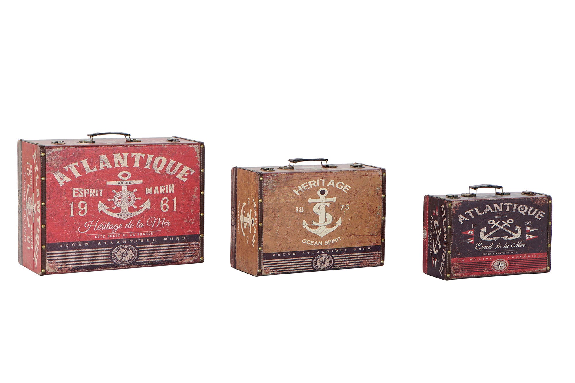 CAJA SET 3 LIENZO MADERA 46X33X19 ANCLA MULTICOLOR - Imagen 3