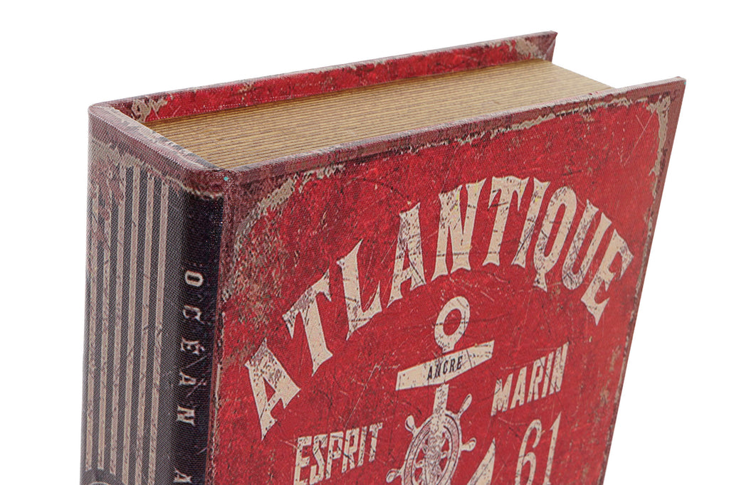 CAJA LIBRO SET 3 LIENZO MADERA 23X7X32,3 ANCLA - Imagen 2