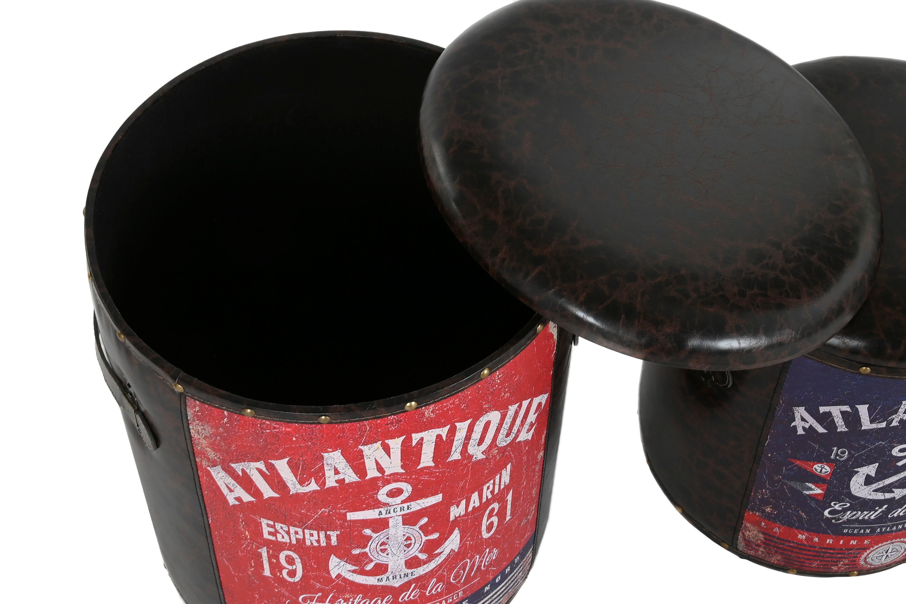 CAJA SET 2 METAL PU 38,5X38,5X49 VINTAGE - Imagen 2