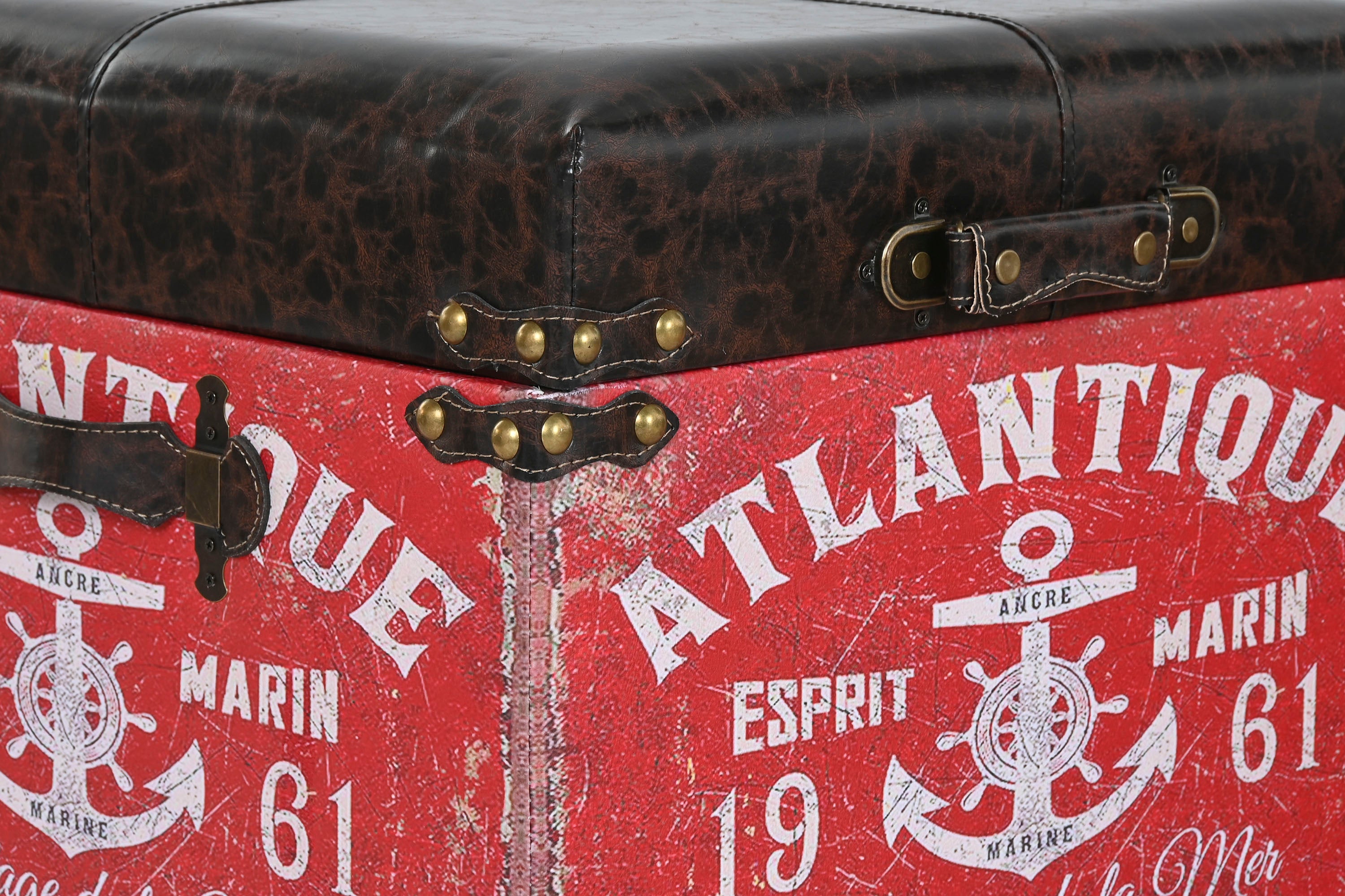 CAJA SET 3 MADERA PU 47X47X42 VINTAGE MULTICOLOR - Imagen 3