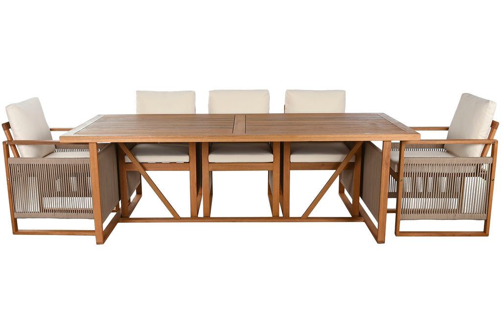 MESA COMEDOR SET 9 EUCALIPTO 230X100X75 8 COMENSAL - Imagen 2